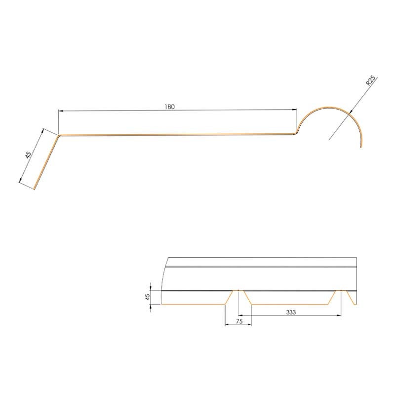 Pack de 2 Demi-faîtière à boudin crantée 2100 mm AXEL Rouge Tuile RAL 8012 - 6