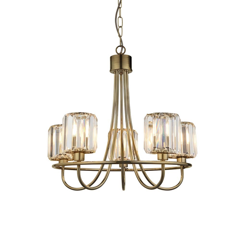 Lampa wisząca BERENICE antyczna mosiężna 5xE14x15W metal wym:200x51x51cm IP20 Endon