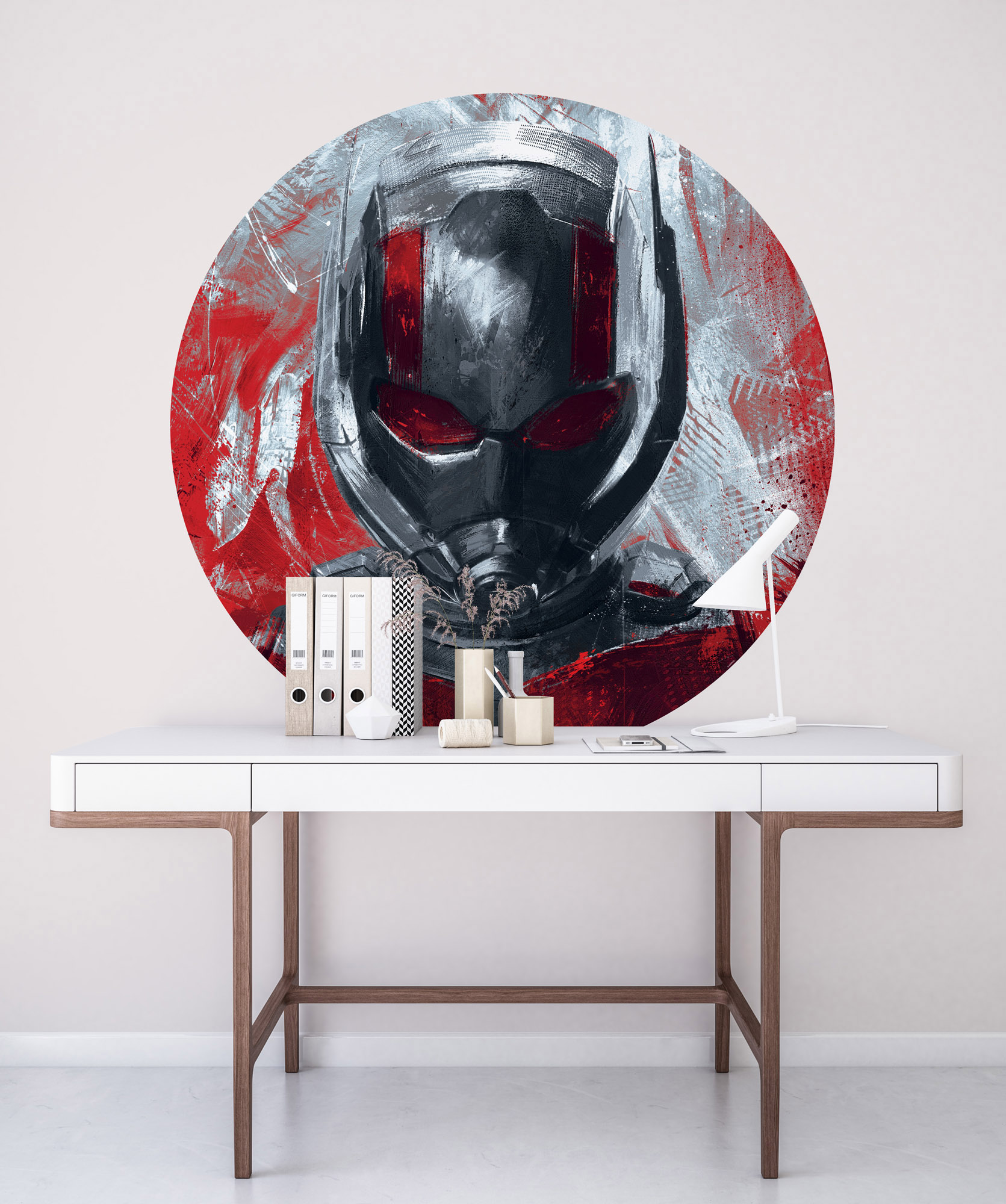 Papel pintado panorámico redondo en tela no tejida autoadhesiva de komar - marvel avengers painting ant-man - talla: ⌀125 cm