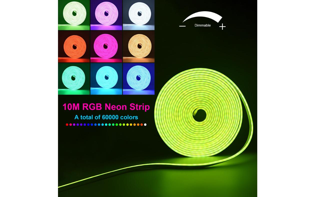 Striscia luminosa LED neon RGB, 5 m - 300 LED, controllo tramite app/telecomando, impermeabilità IP65 - 7