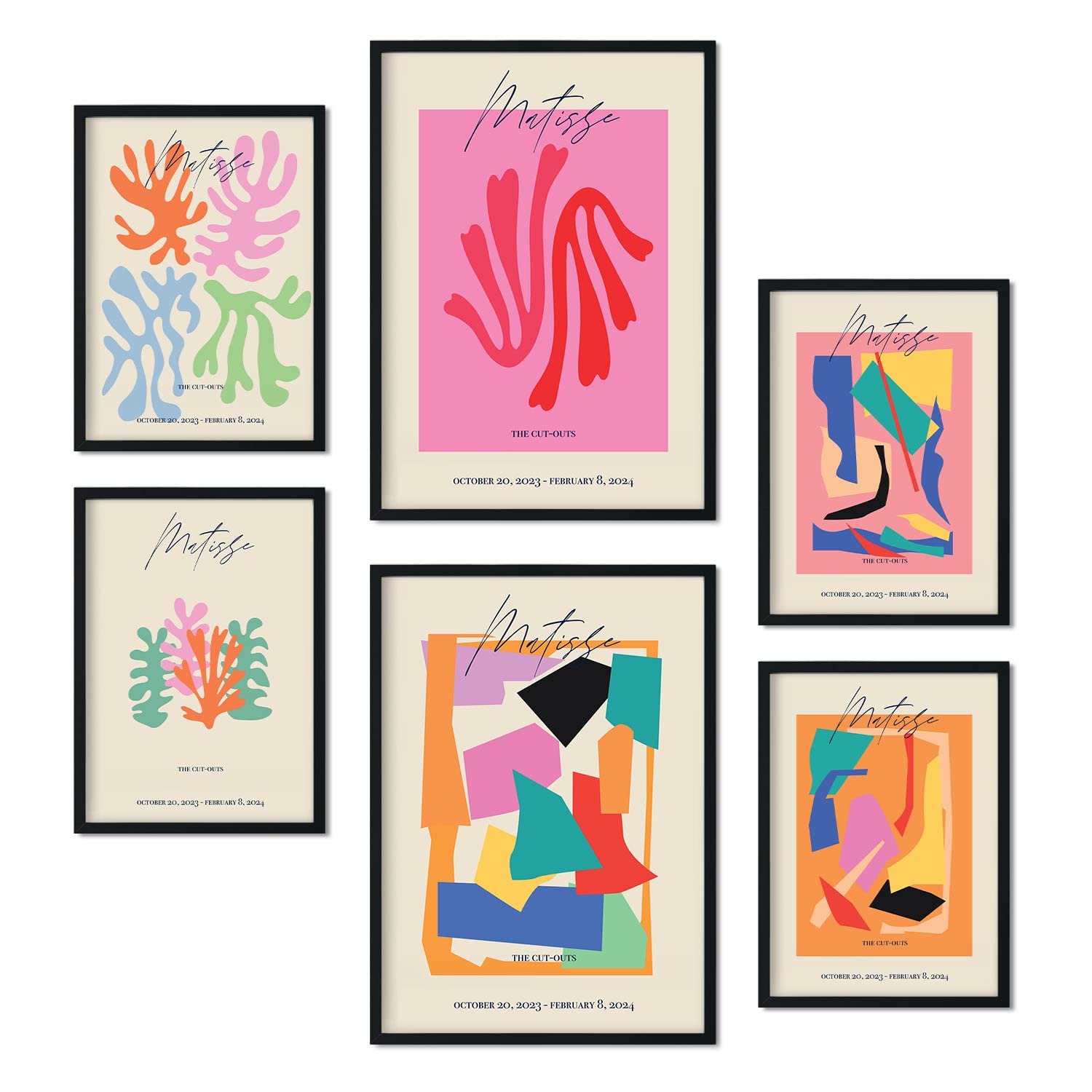Set de 6 posters matisse. coleccion de láminas con estetica collage para la tamanos a3 y a4 sin marco