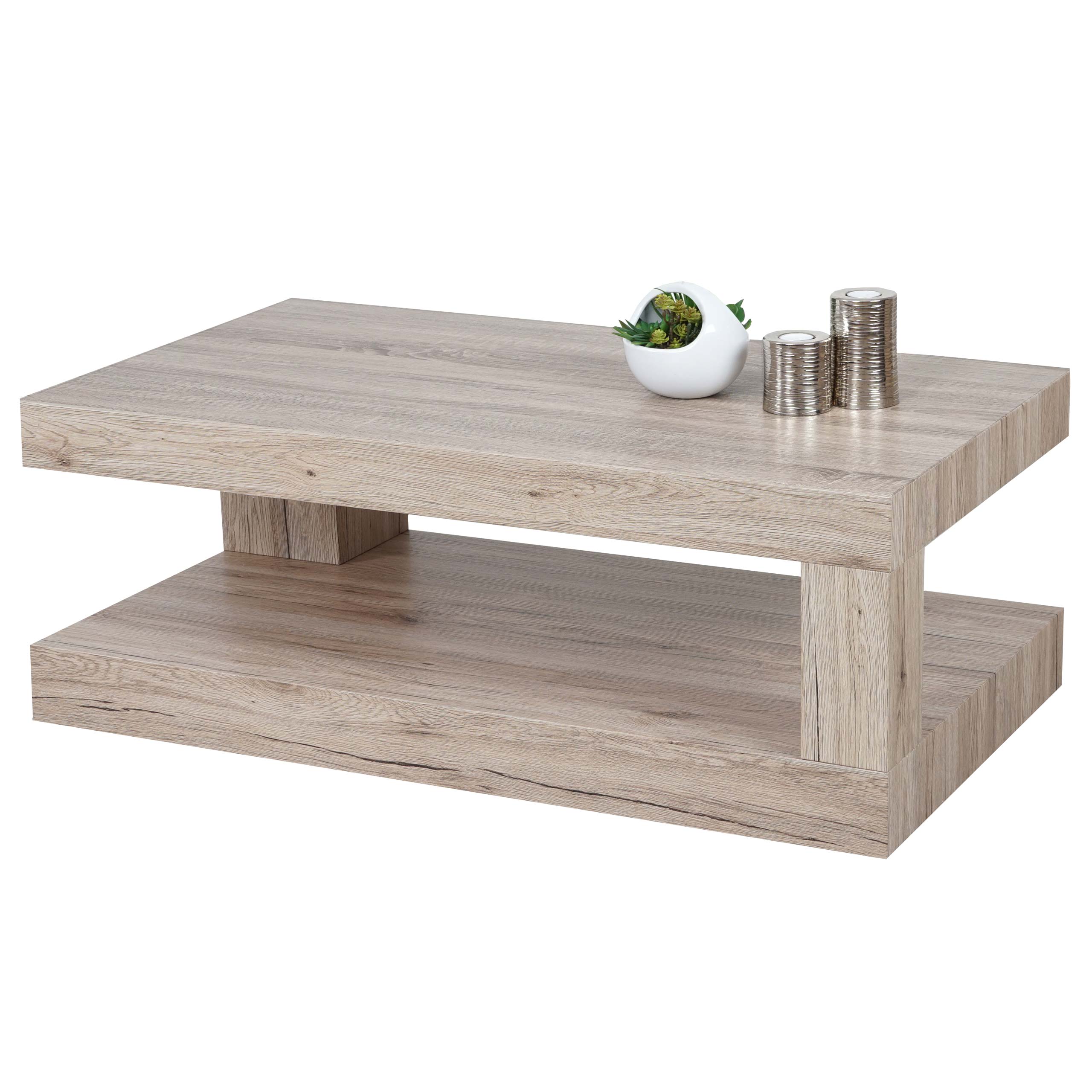 Stolik kawowy HWC-A32, stolik do salonu, struktura 3D 40x110x60cm z certyfikatem MVG ~ wygląd dąb sanremo