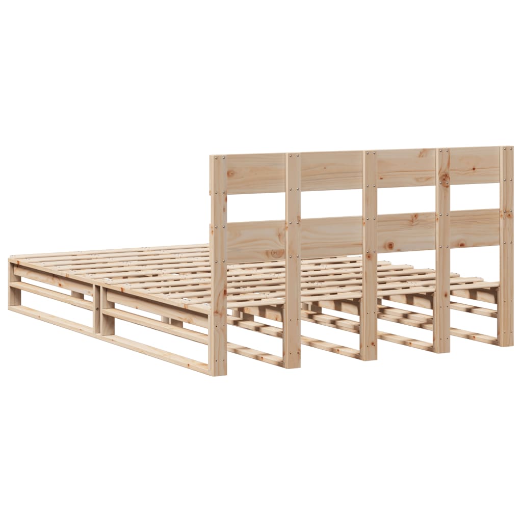 Cadre de lit sans matelas en bois de pin massif pour la chambre, 150 × 200 cm - 8