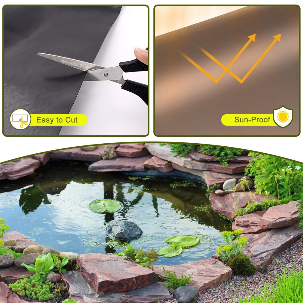 Bâche de bassin, bâches pour bassins extérieurs, bâche noire pour bassins à poissons koï, ruisseaux, fontaines et cascades de jardin 3 x 3 m - 5