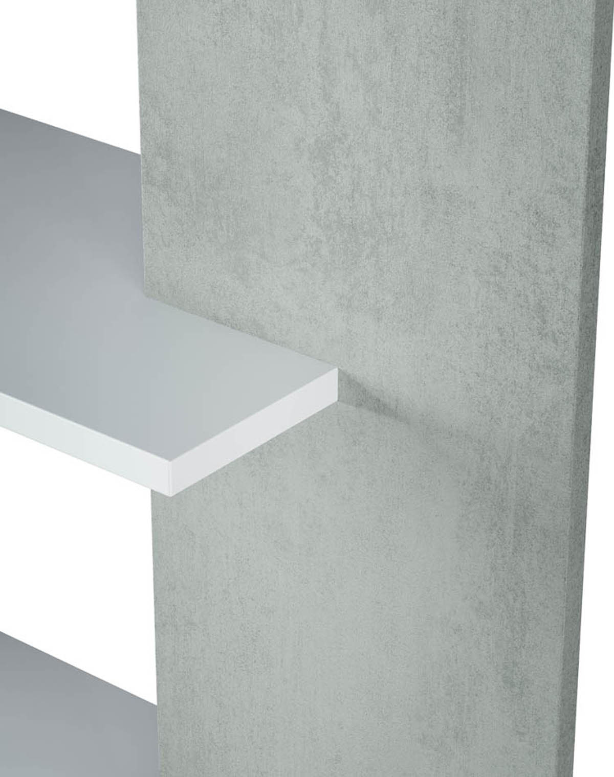 Bibliothèque avec 5 étagères coloris Blanc / Ciment en mélamine - Dim: 180 x 90 x 25 cm - 3