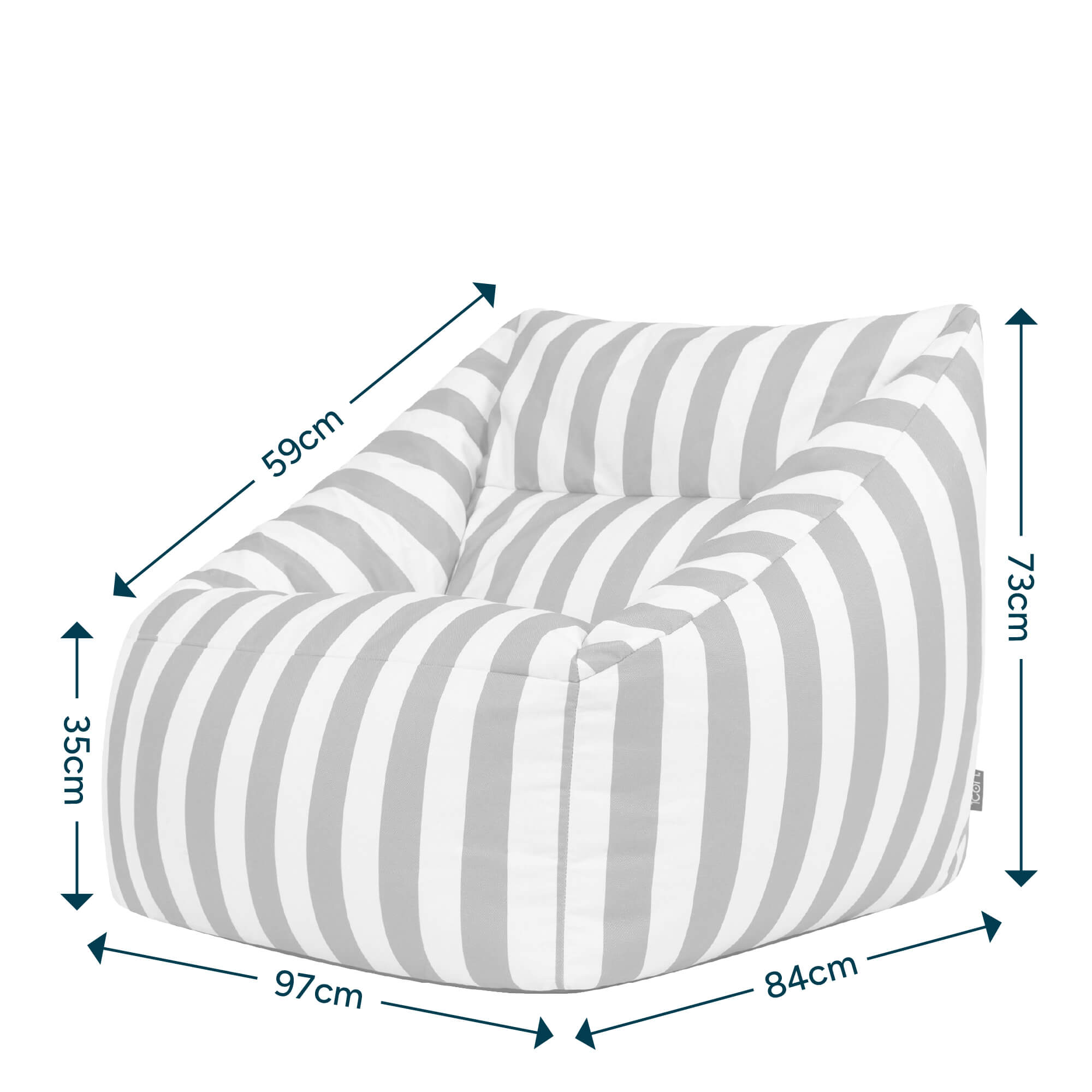 Pouf fauteuil Icon en tissu tissé Oeko-Tex® rayé beige taupe, intérieur et extérieur, jardin, salon, 97x84cm - 8