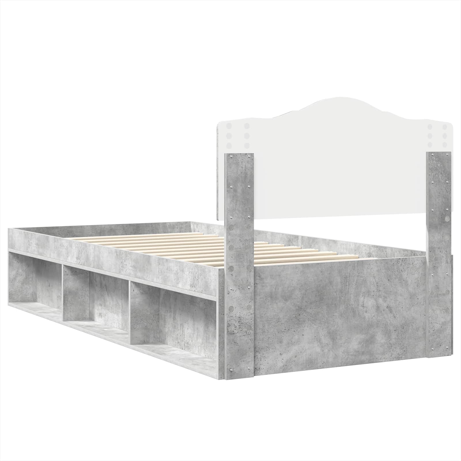 Cadre de lit gris béton 90 x 190 cm pin massif - 9