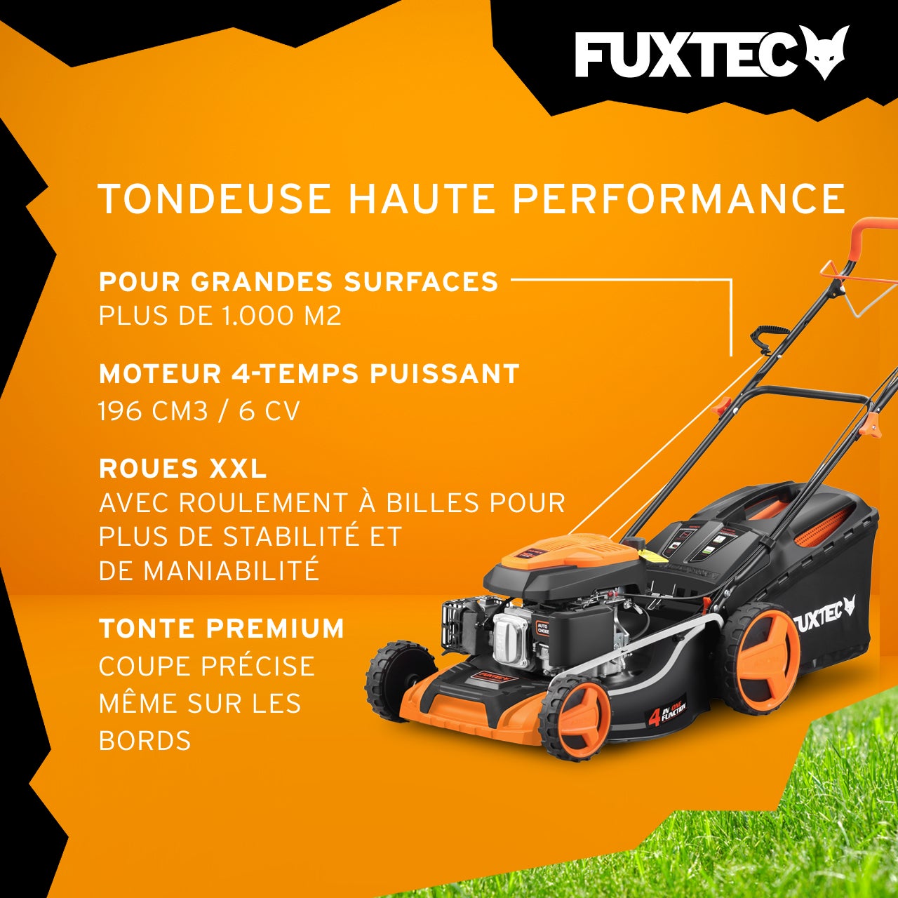 Tondeuse thermique autotractée 196cm3 51cm - FUXTEC FX-RM5196 - 6CV 60L - 4