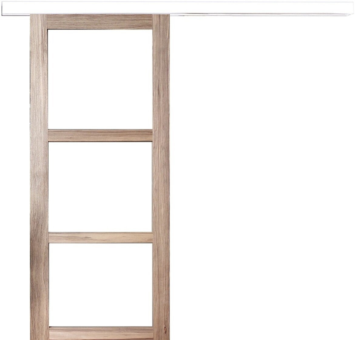 Puerta corredera frake acristalamiento transparente h204 x l83 + listón blanco sin manilla