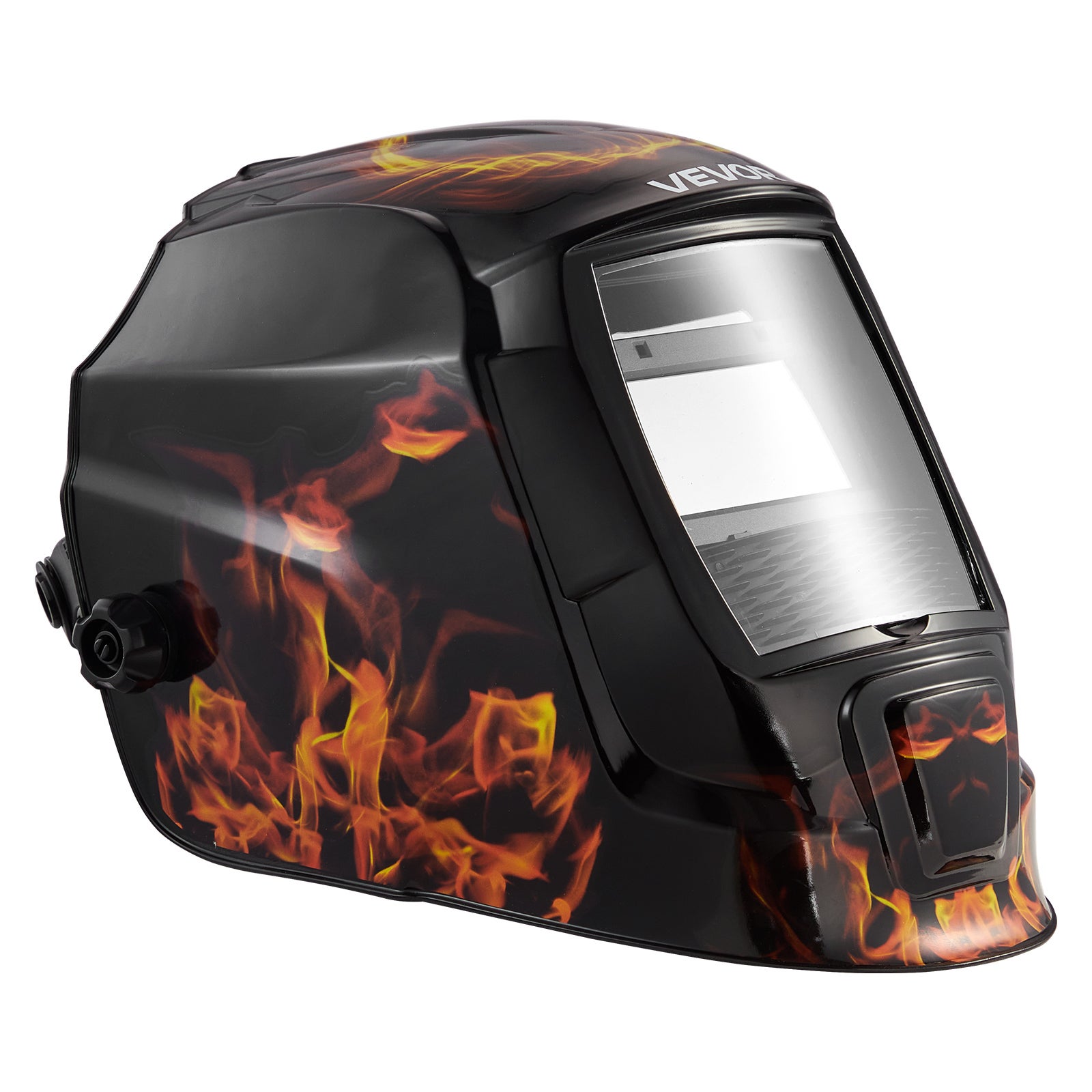 Casque Soudage Solaire VEVOR 93 x 43 mm, avec 2 Capteurs d'Arc, Teinte DIN 4/9-13, pour Soudage TIG MIG ARC, Meulage, Série CRIUS, Motif Flamme Jaune - 9