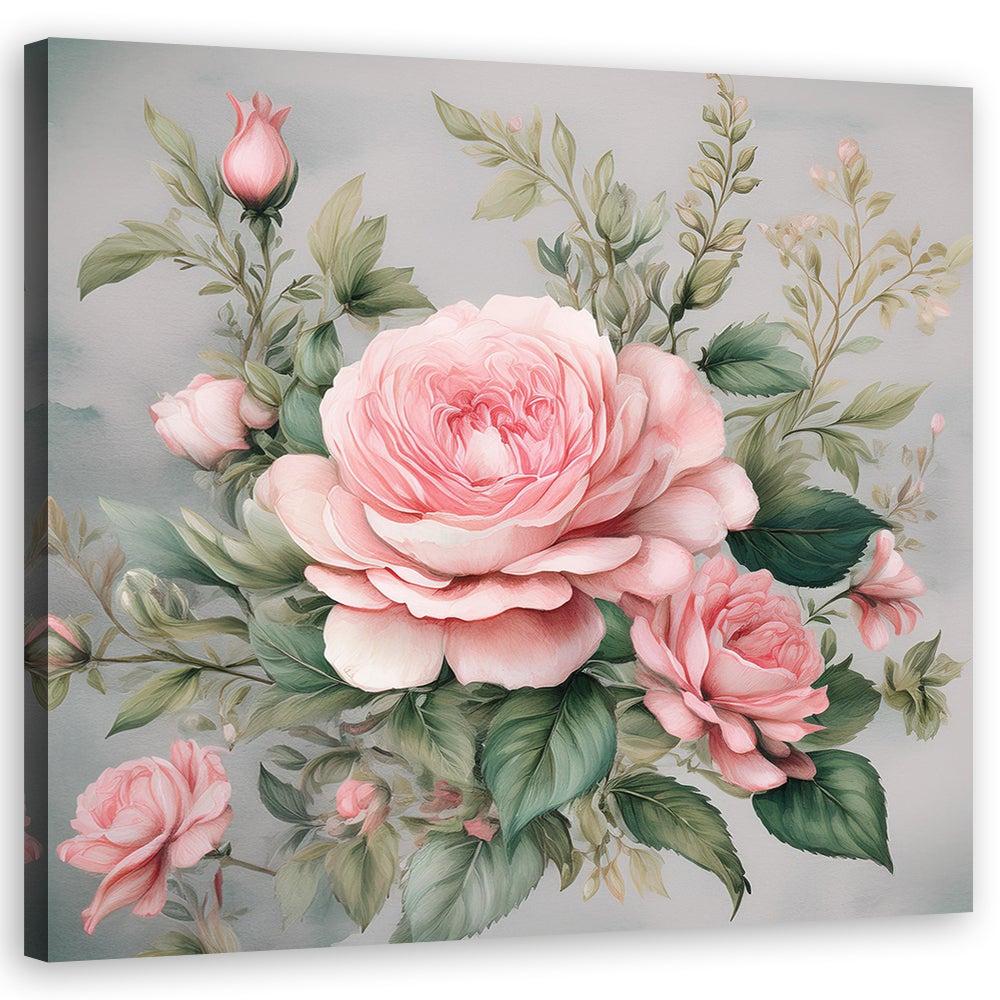 Obraz na płótnie, Różowe Kwiaty Shabby Chic 60x60