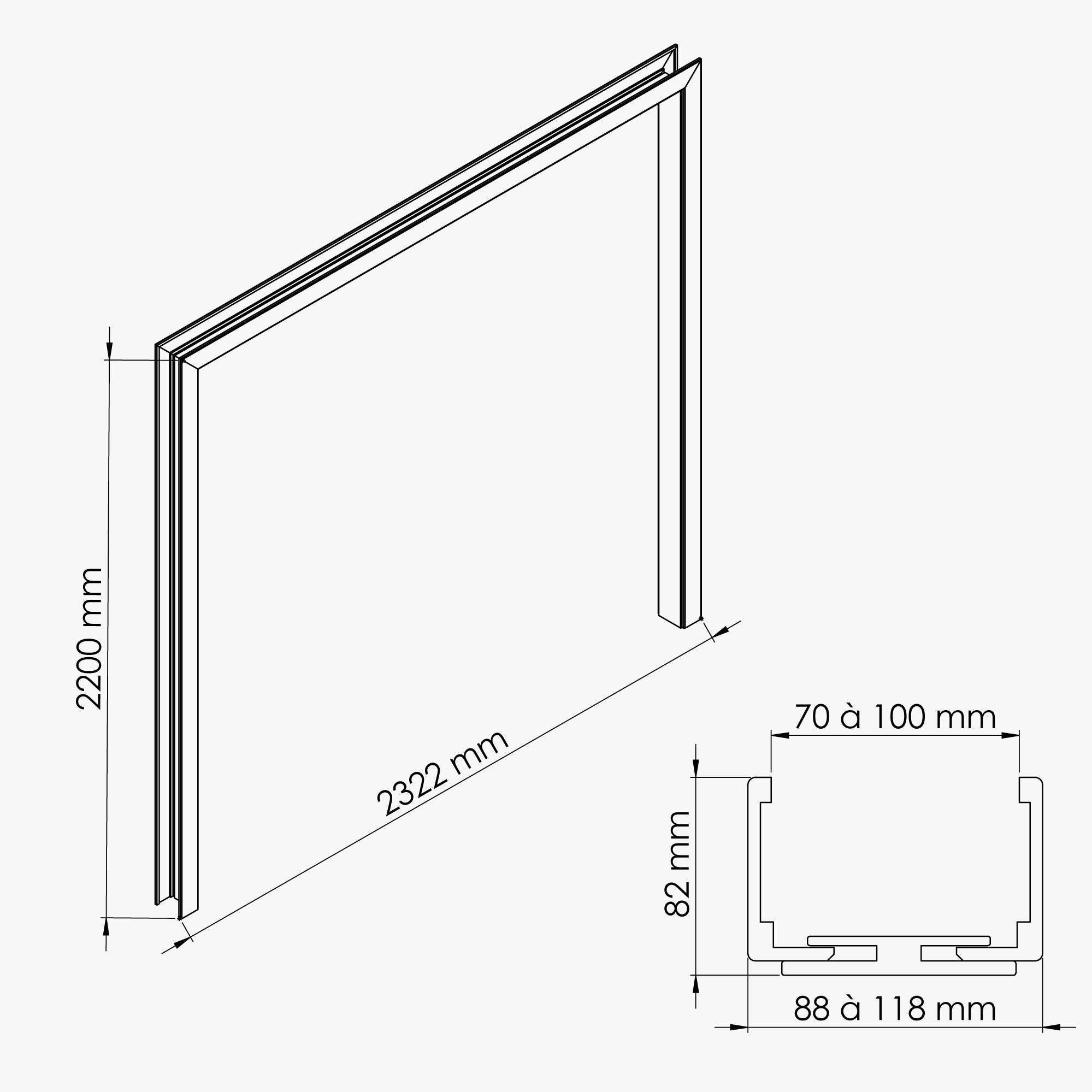 Habillage de Cloison 2.20 m - Noir - 4