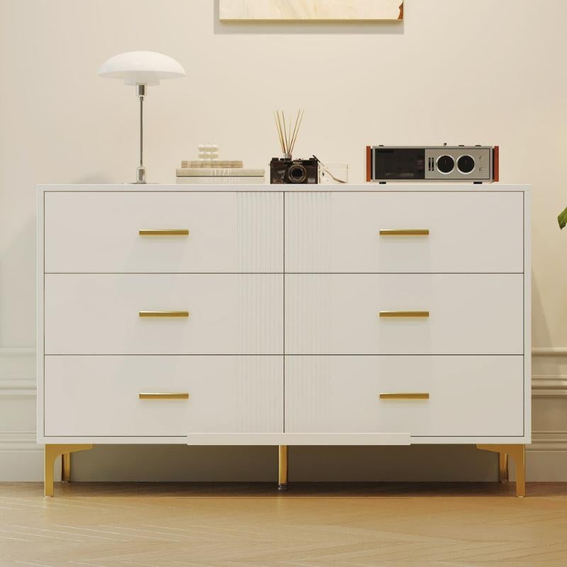 Commode Moderne 6 Tiroirs Pieds Imitation Bois - Rangement Polyvalent Salon/ Chambre/Entrée | Leroy Merlin