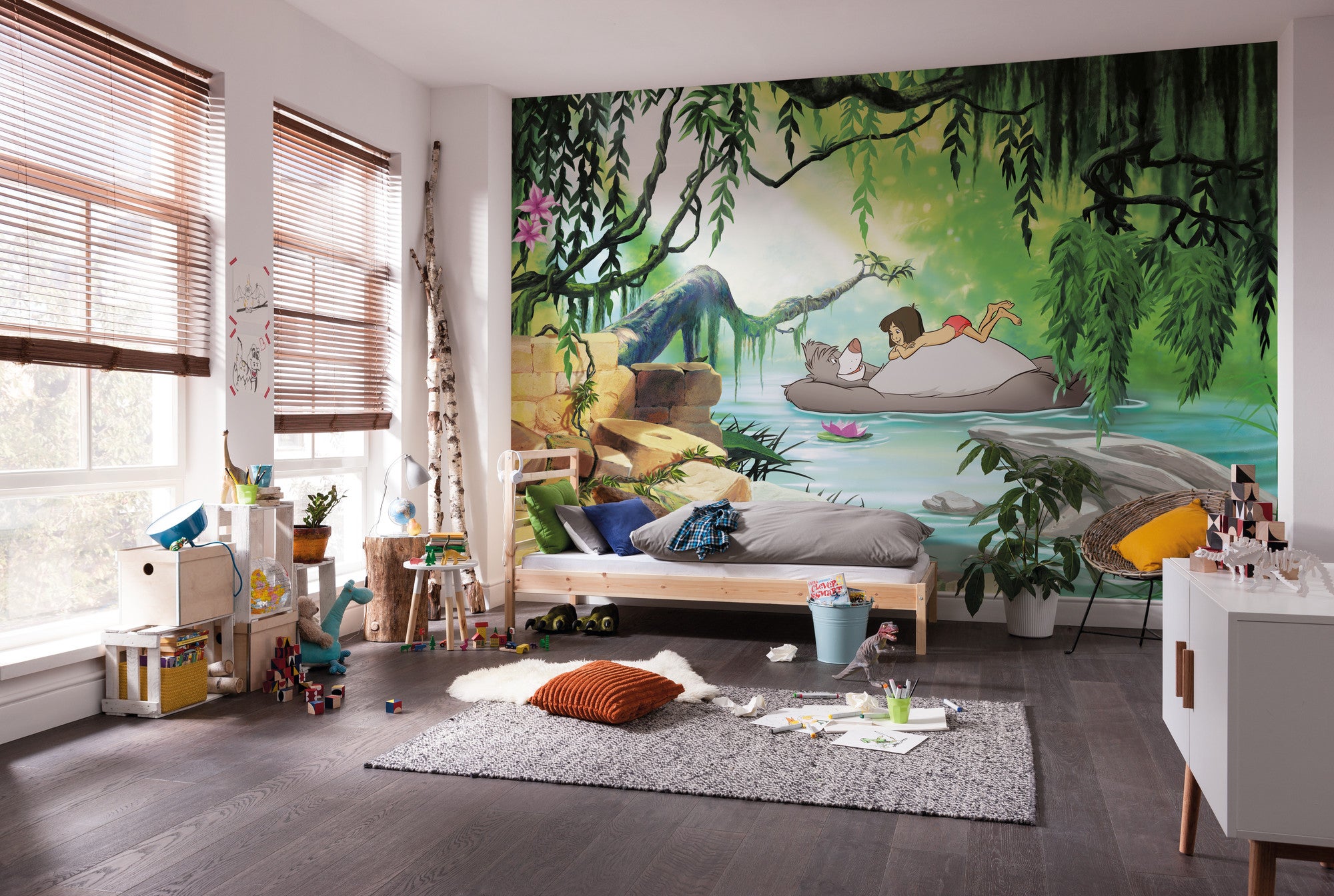 Papel pintado panorámico sobre papel de komar - disney jungle book swimming with baloo - talla: 368 x 254 cm
