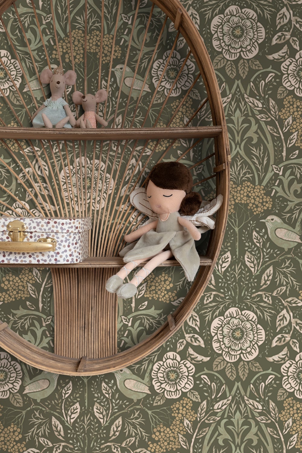 Papier peint fleurs et oiseaux vert foncé - 53 cm x 10.05 m - ESTAhome - 2