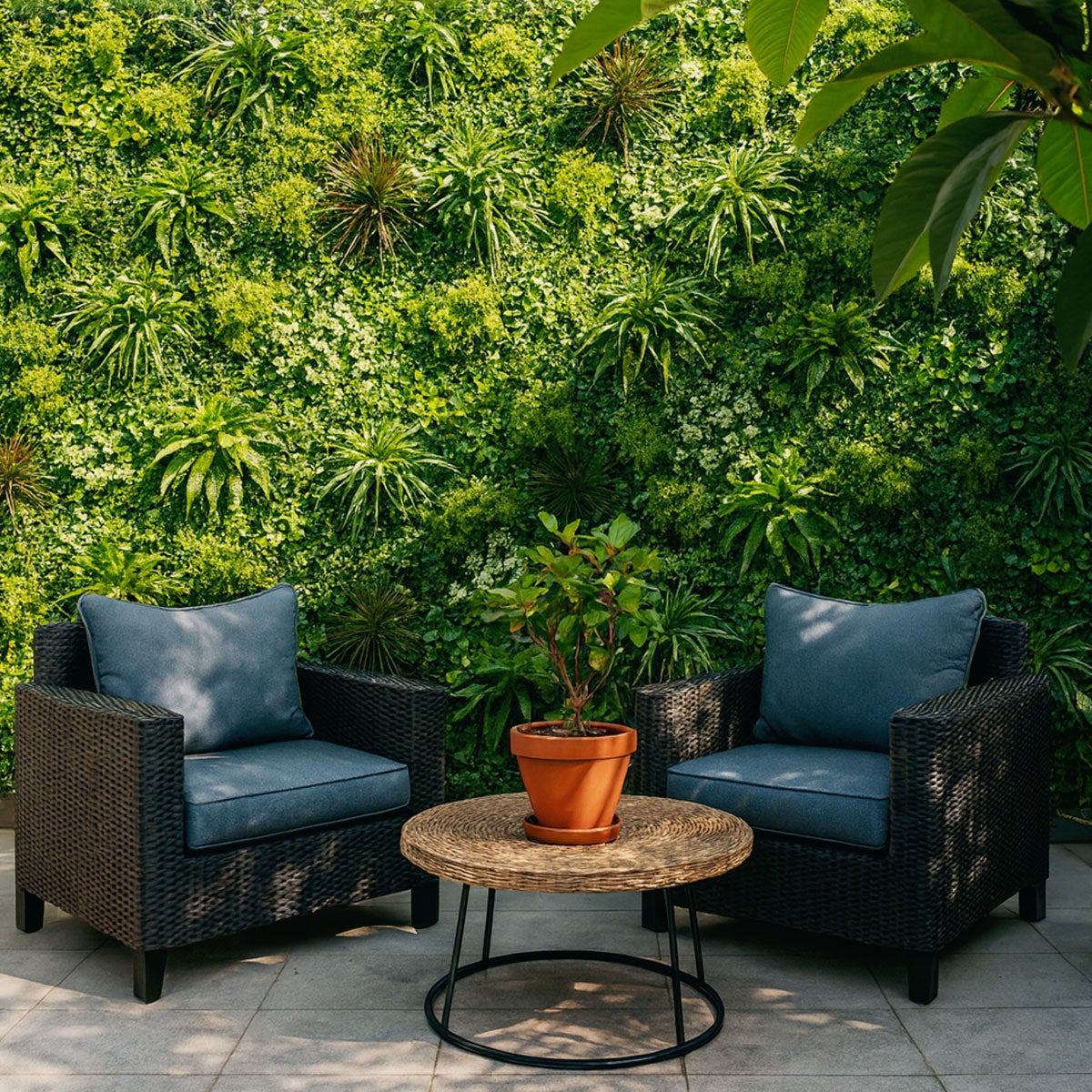 Mur végétal artificiel Luxury 1 m × 1 m – panneau décoratif premium fausse plante intérieure extérieure balcon terrasse - 6