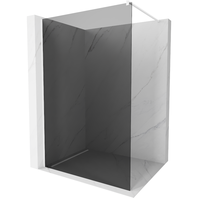 Mexen Kioto ścianka prysznicowa Walk-in 110 x 200 cm, grafit 8 mm, biała - 800-110-101-20-40