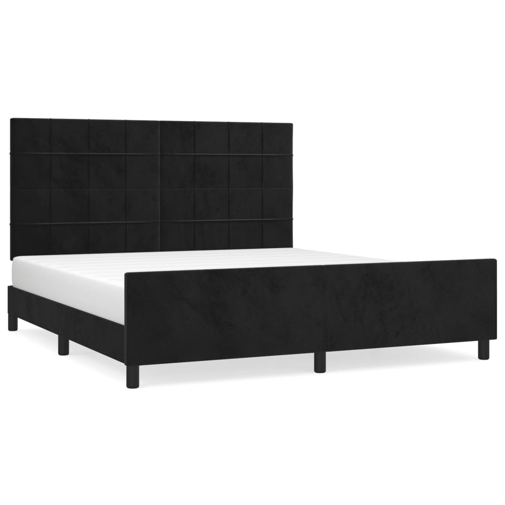 Cadre de lit sans matelas noir velours - 2