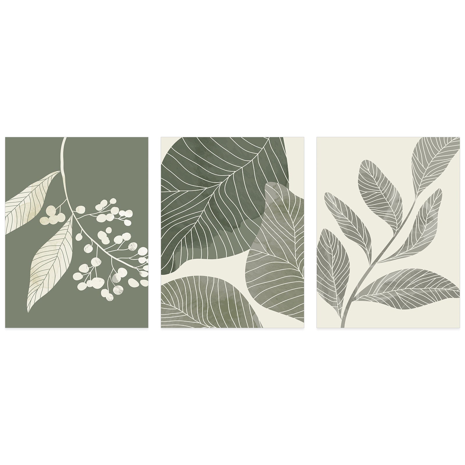 Lot de 3 Affiches / Posters Triptyque - Feuilles 3617689990811 - Photo pleine page - 3 Affiches - 30x40 cm (Cadres non fournis) - 2