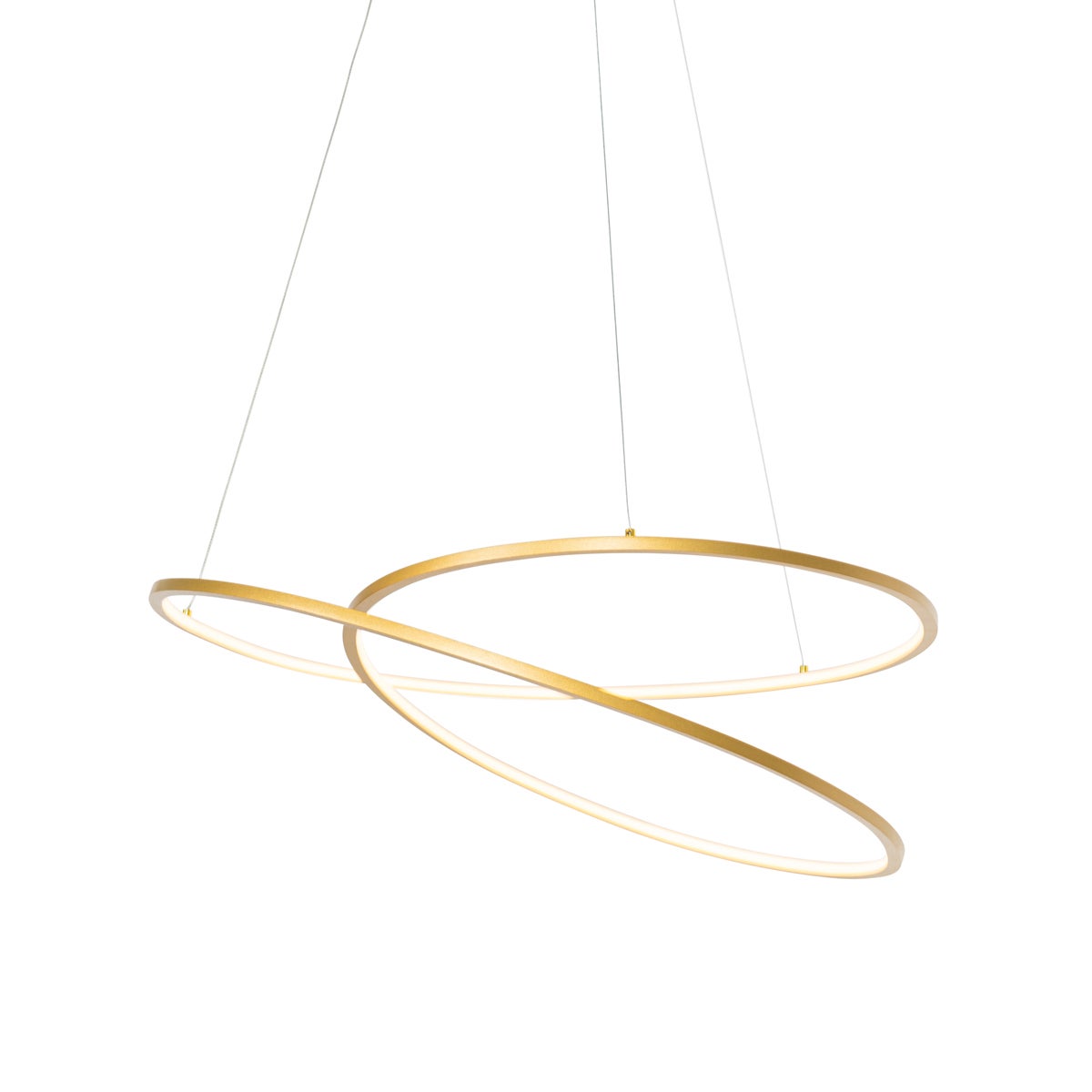 Qazqa designerski lampa wisząca do stołu jadalnego - Rowan - złoty/mosiężny, okrągły, led zintegrowana 40w zestawie, Integrated