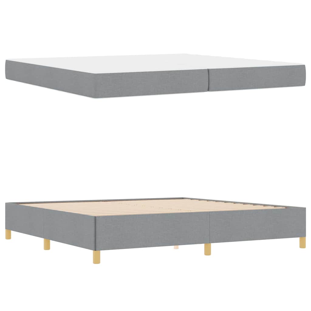 Cadre de lit gris clair, tissu, pour la chambre, 200 × 200 cm - 6