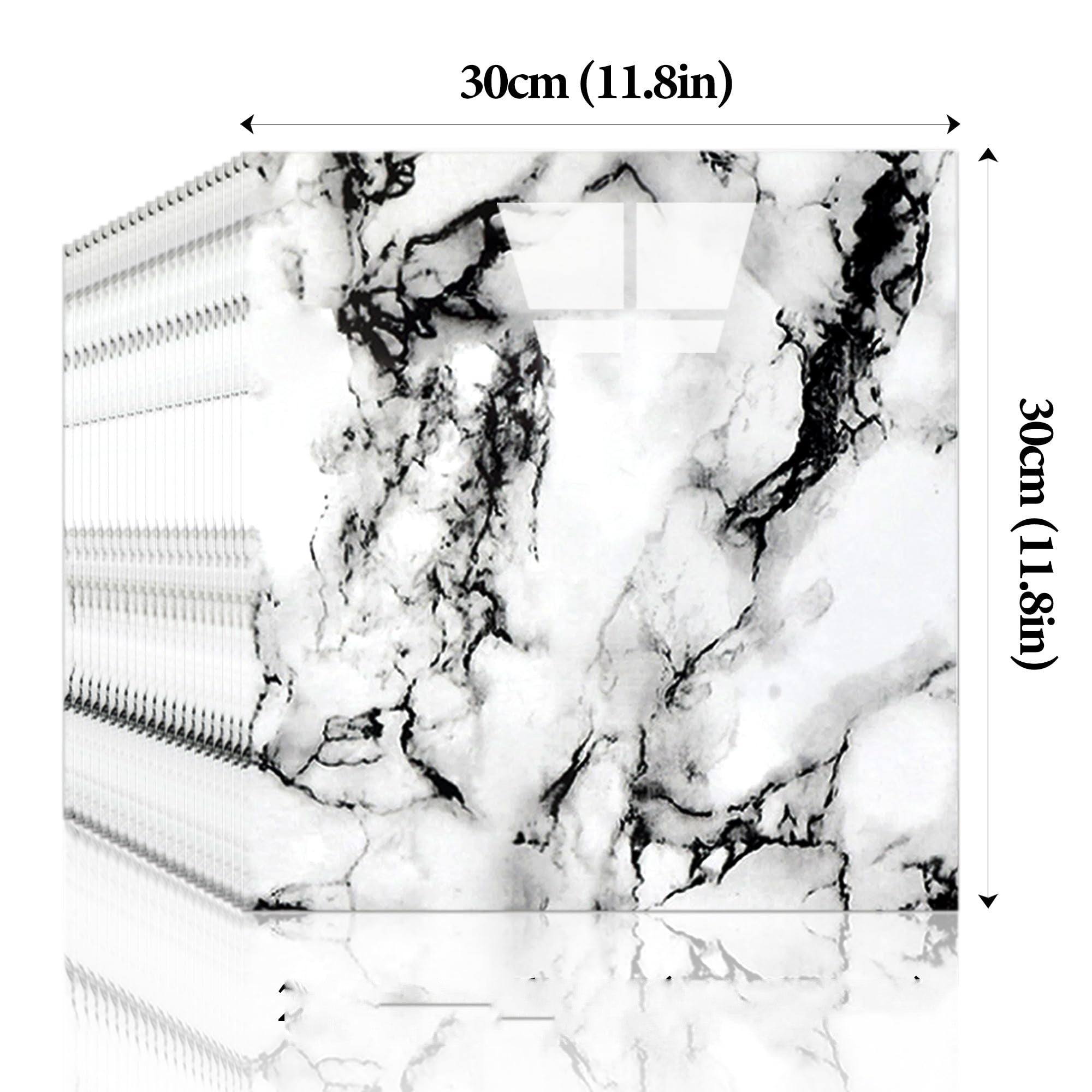 Set di 20 pannelli murali in ceramica autoadesivi e impermeabili effetto marmo, 30 x 30 cm, in PVC, adatti per bagni, cucine e soggiorni (05) - 4