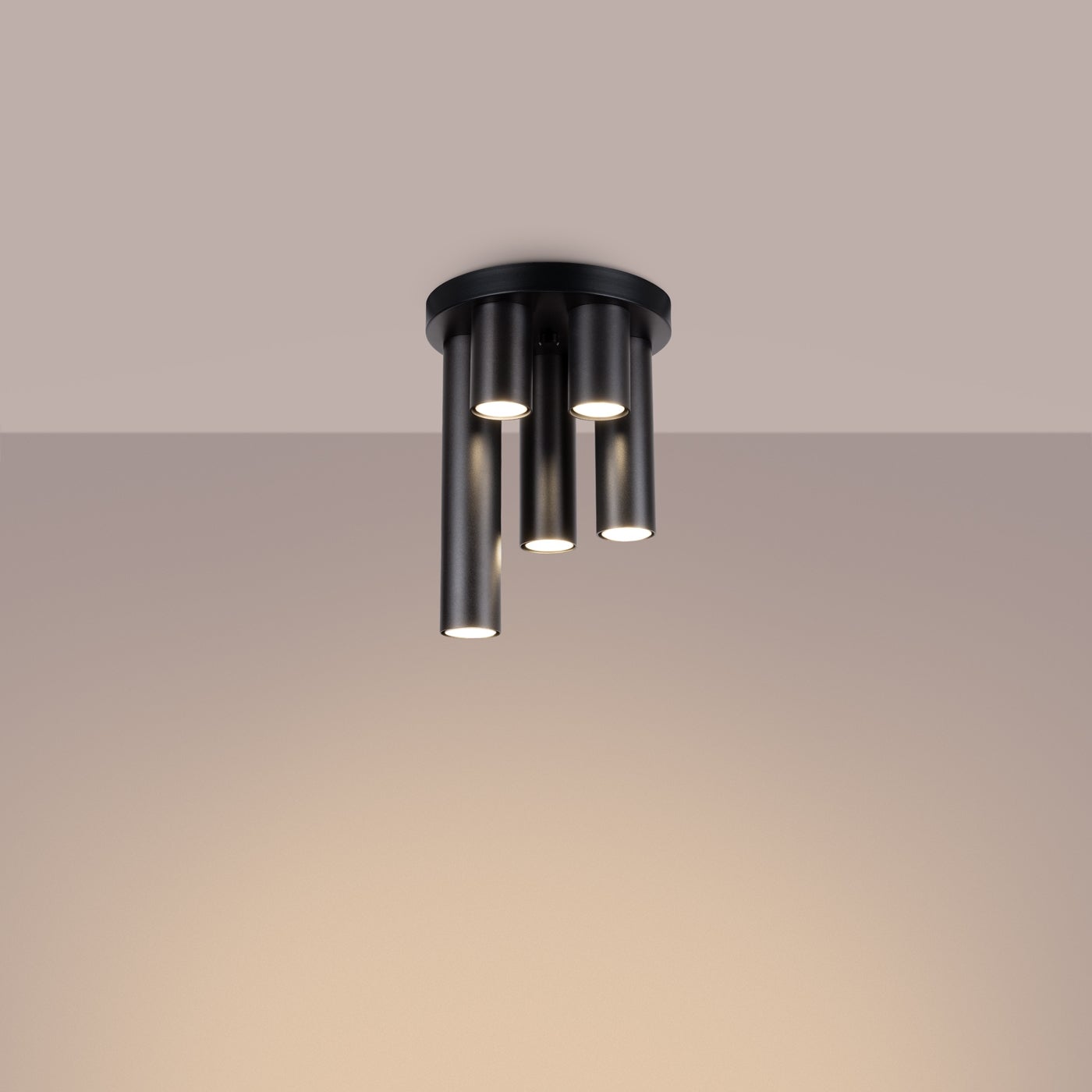 Plafon TORIS 5P czarny LED 3000K - 25x25x33cm Sollux