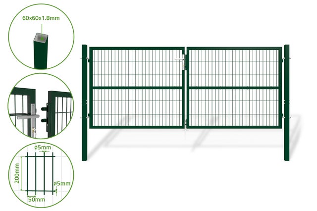 Portail battant grillagé 3m RAZO H.120cm Vert