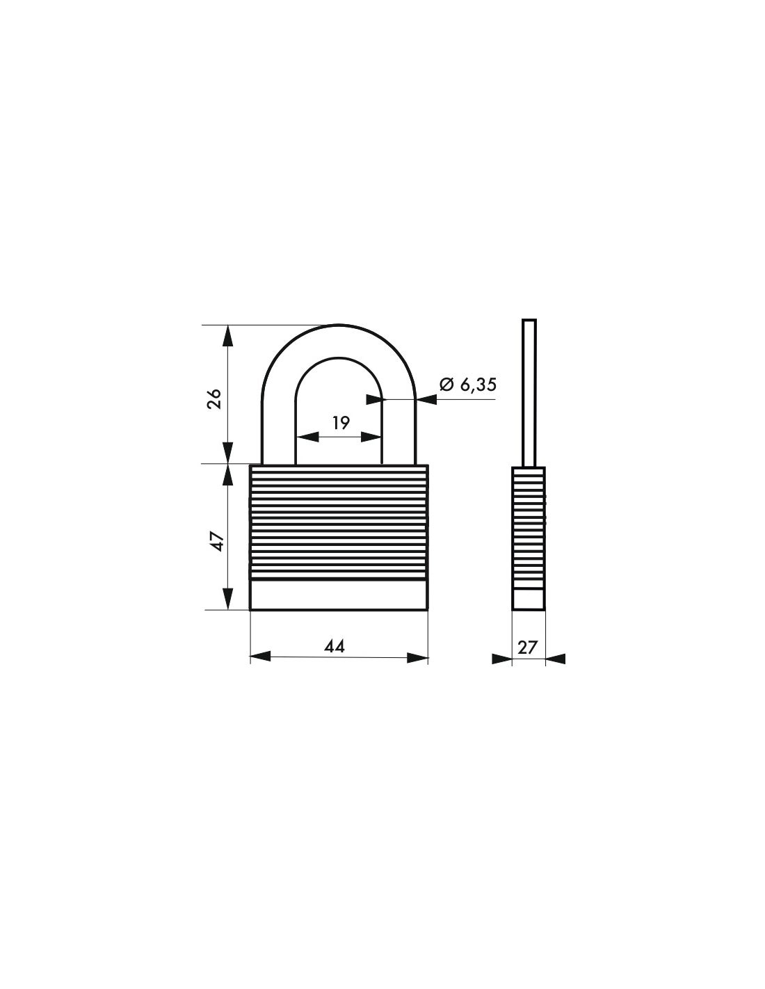 THIRARD - Cadenas à clé Fédéral Lock Protector, extérieur, acier, double verrouillage, 44mm, 2 clés - THIRARD - 2