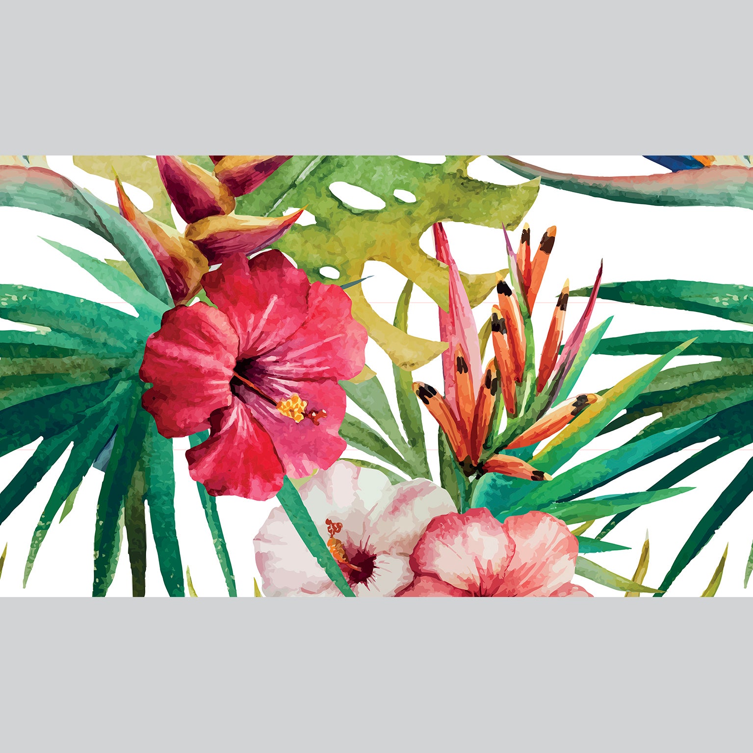 adhesivo, adhesivo vairao, ilustration di fiori esotici in stile ad acquerello, x3, 19,5 x 100 cm - 2