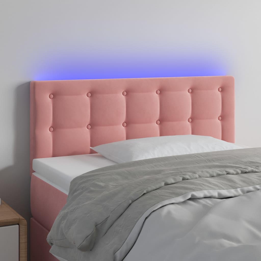 Cabecero con led，cabecero de cama，panel de cabecera de terciopelo rosa 100x5x78/88 cm cfw39769