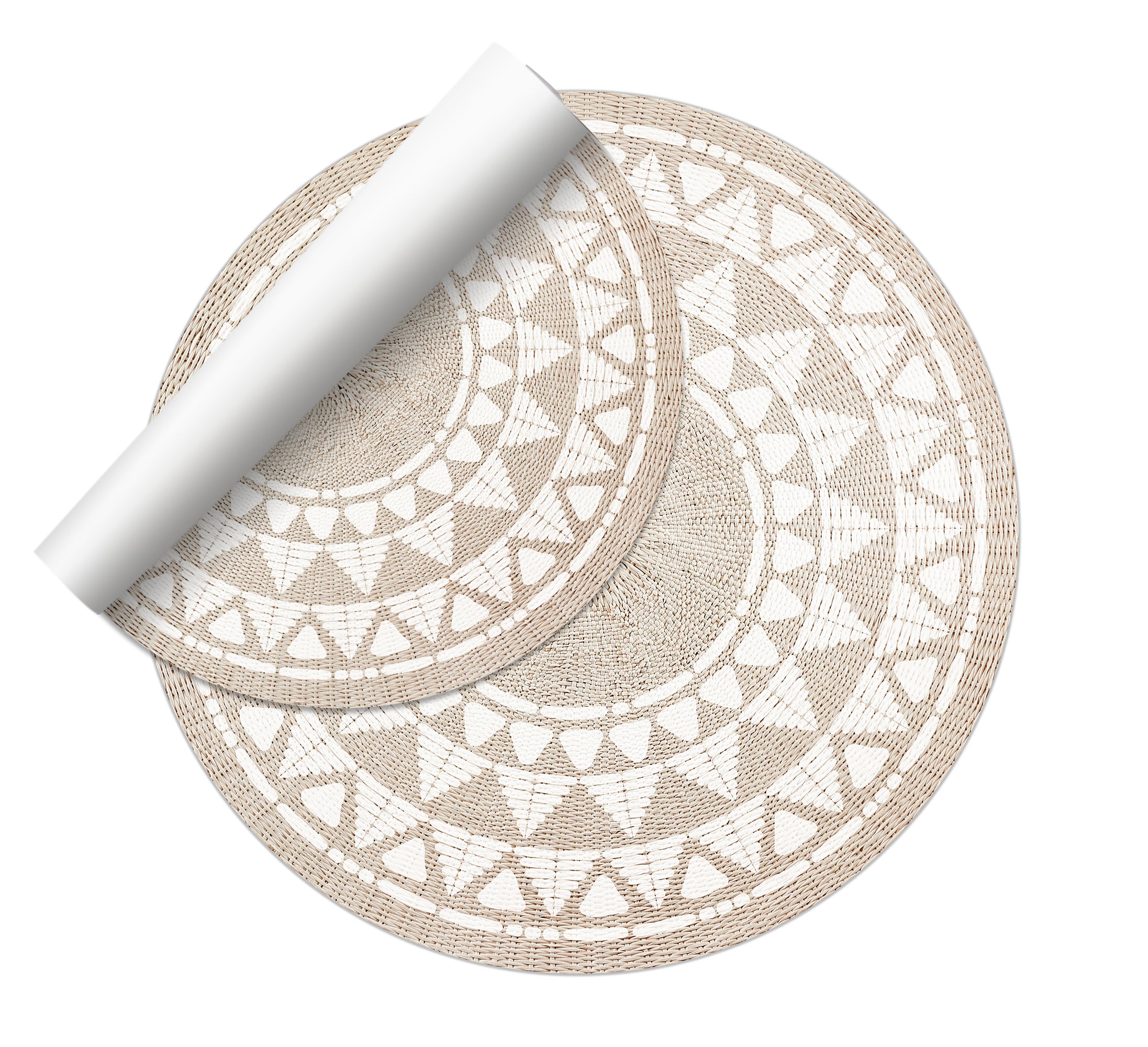 Tapis antidérapant en vinyle Khamba rattan [Diam] 200 cm - PVC imprimé, lavable, ignifuge, pour le salon ou la cuisine - 4