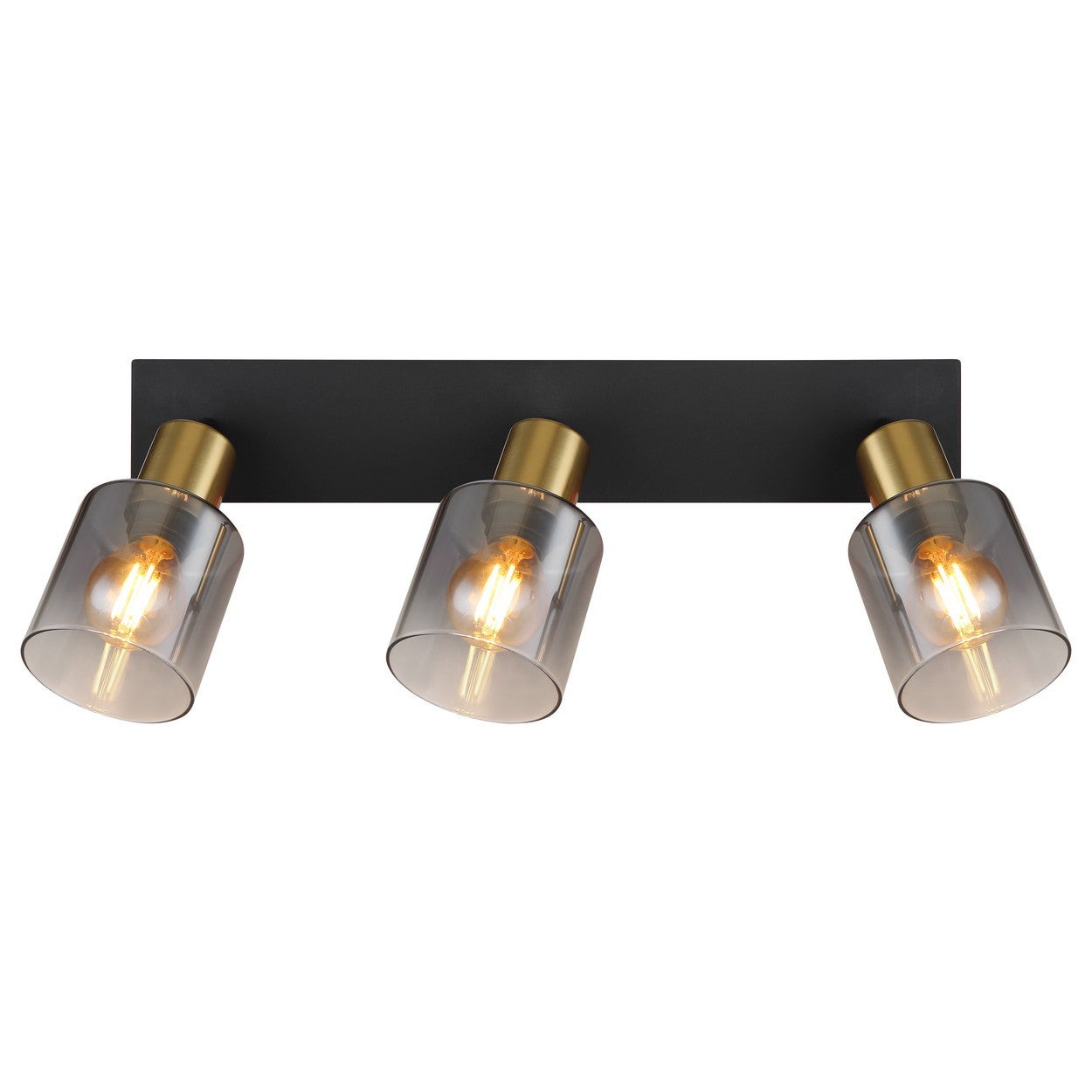Faretto da soffitto con paralume in vetro fumé nero opaco, 3x E14 - 4