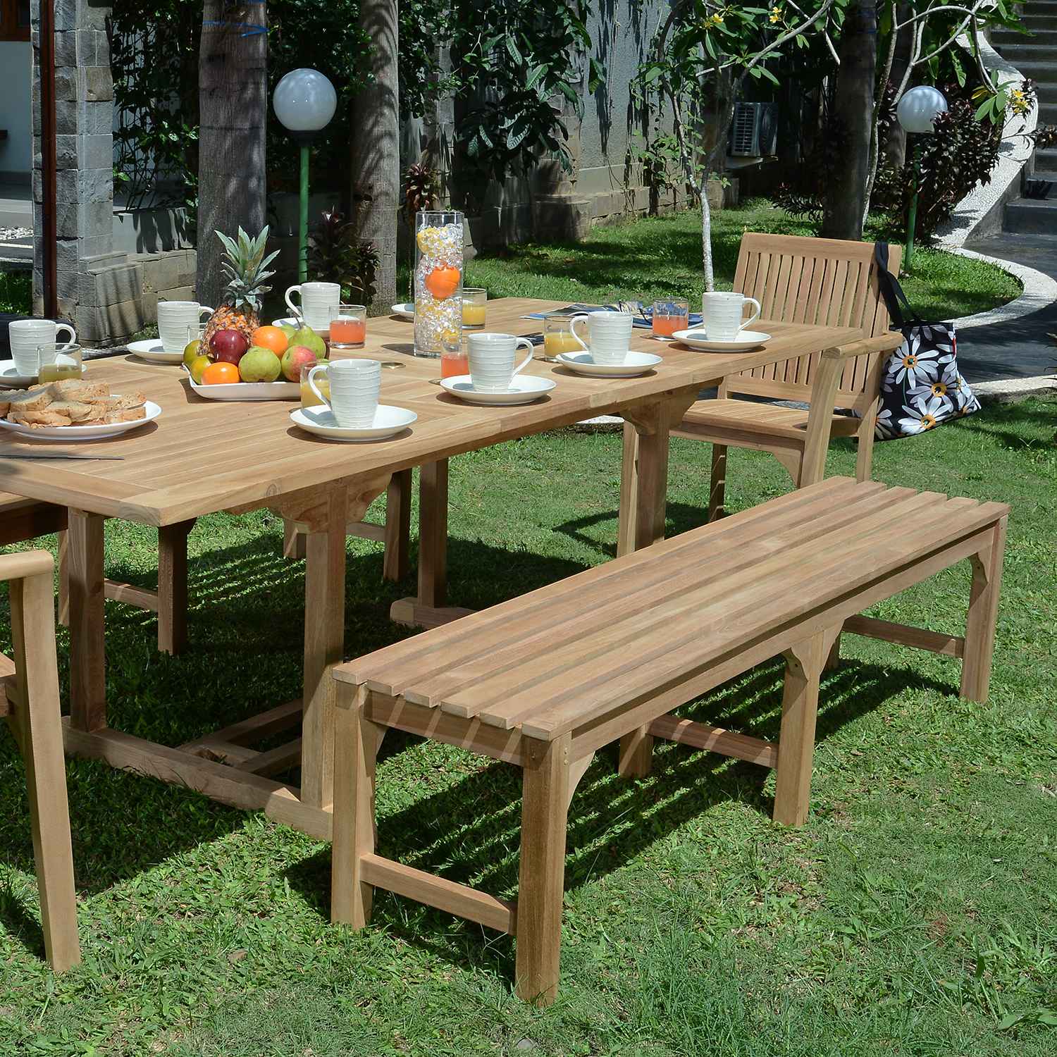 Banc en teck massif Melbourne 180 cm (sans dossier) - 9