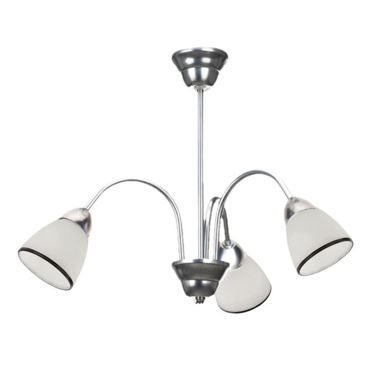 Lampa sufitowa Wezuwio srebrno-biała 3xE27x60W wym: 40 x 60 x 60 cm szkło Lampex