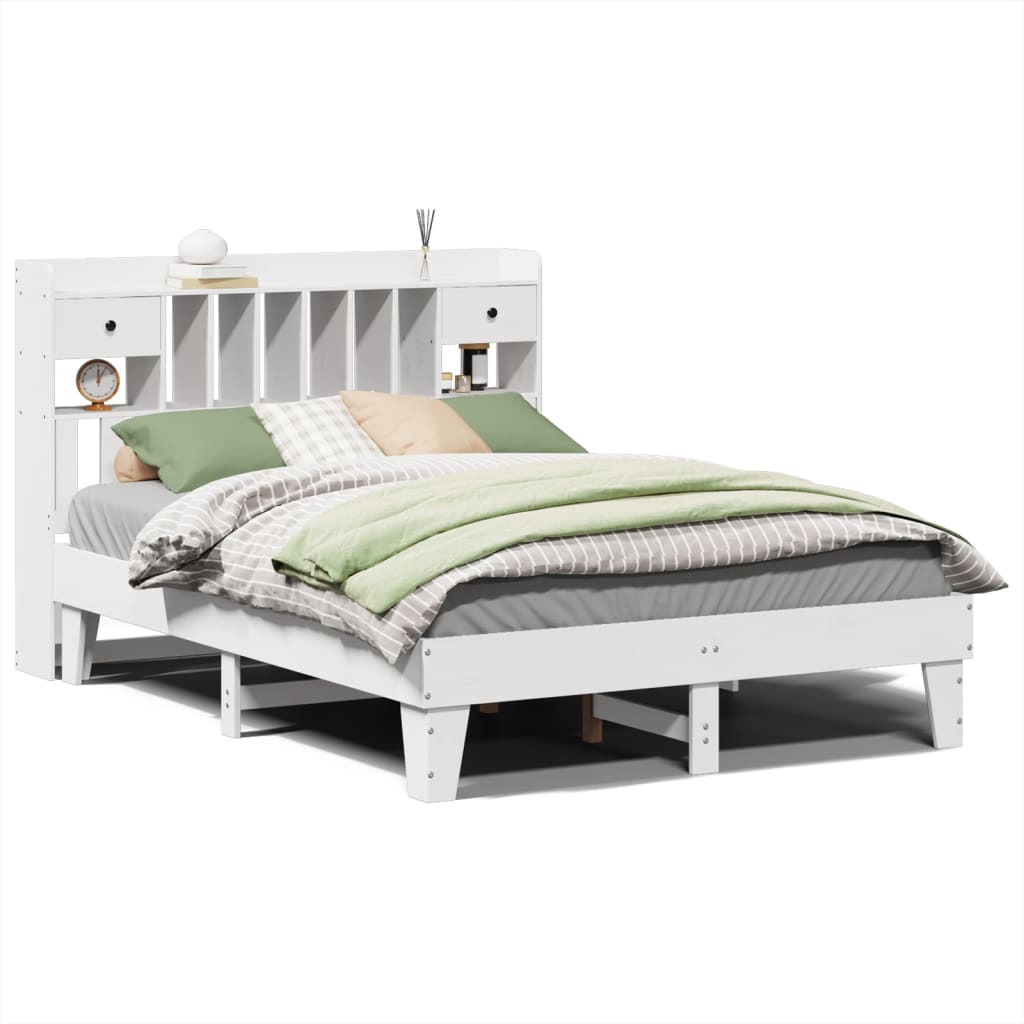 Cadre de lit sans matelas blanc 160 x 200 cm bois de pin massif - 2