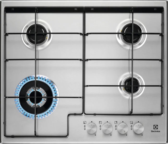 Electrolux Egs6434x Placa De Cocina Empotrada De Acero Inoxidable A Gas Con Cuatro Quemadores Y Sartenes De Hierro Fundido Acero Inoxidable, Leroy Merlin