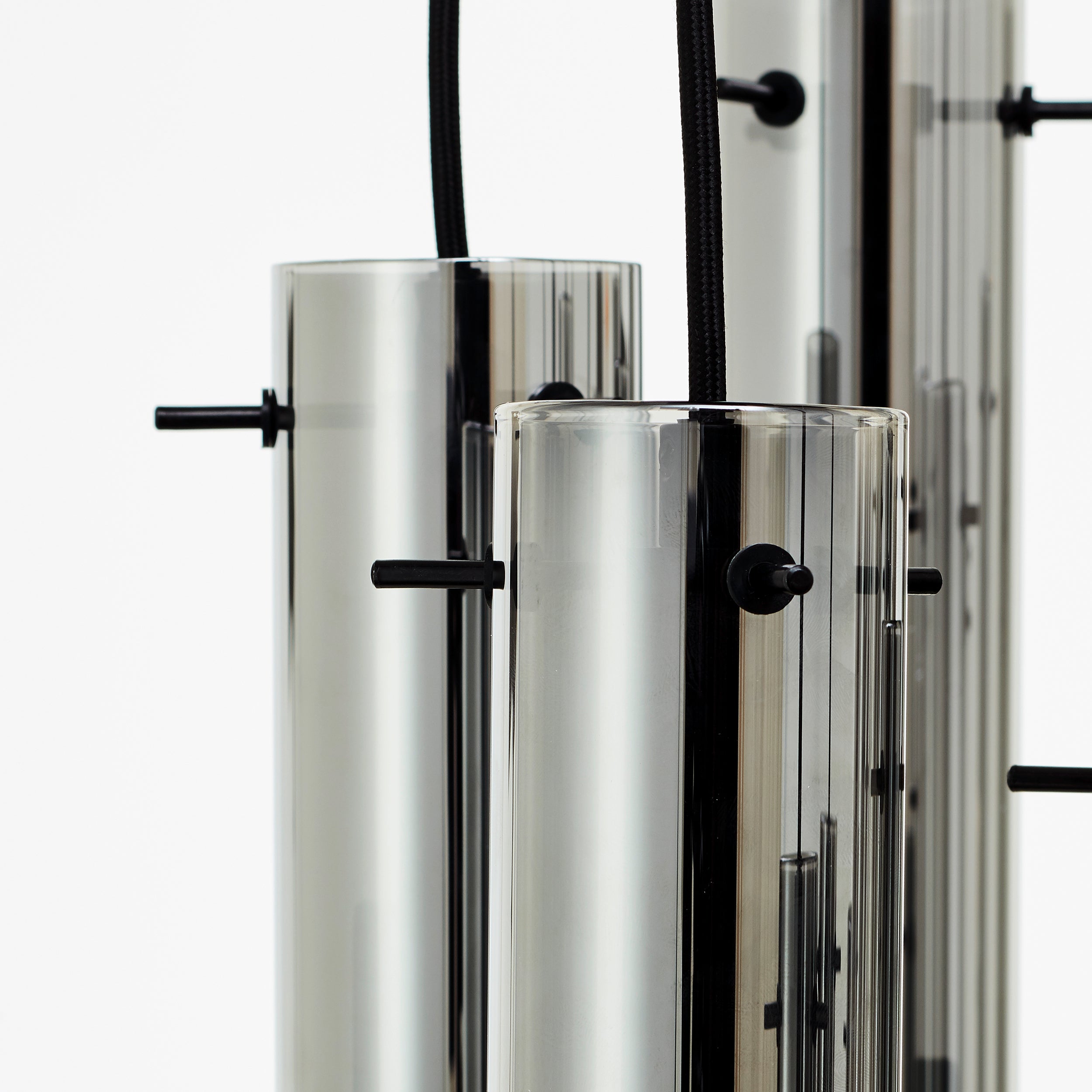 Brilliant Lamp Glasini 14-lampowa lampa wisząca czarny mat/dymione szkło metal/czarne drewno 14x C35, E14, 25 W - 5