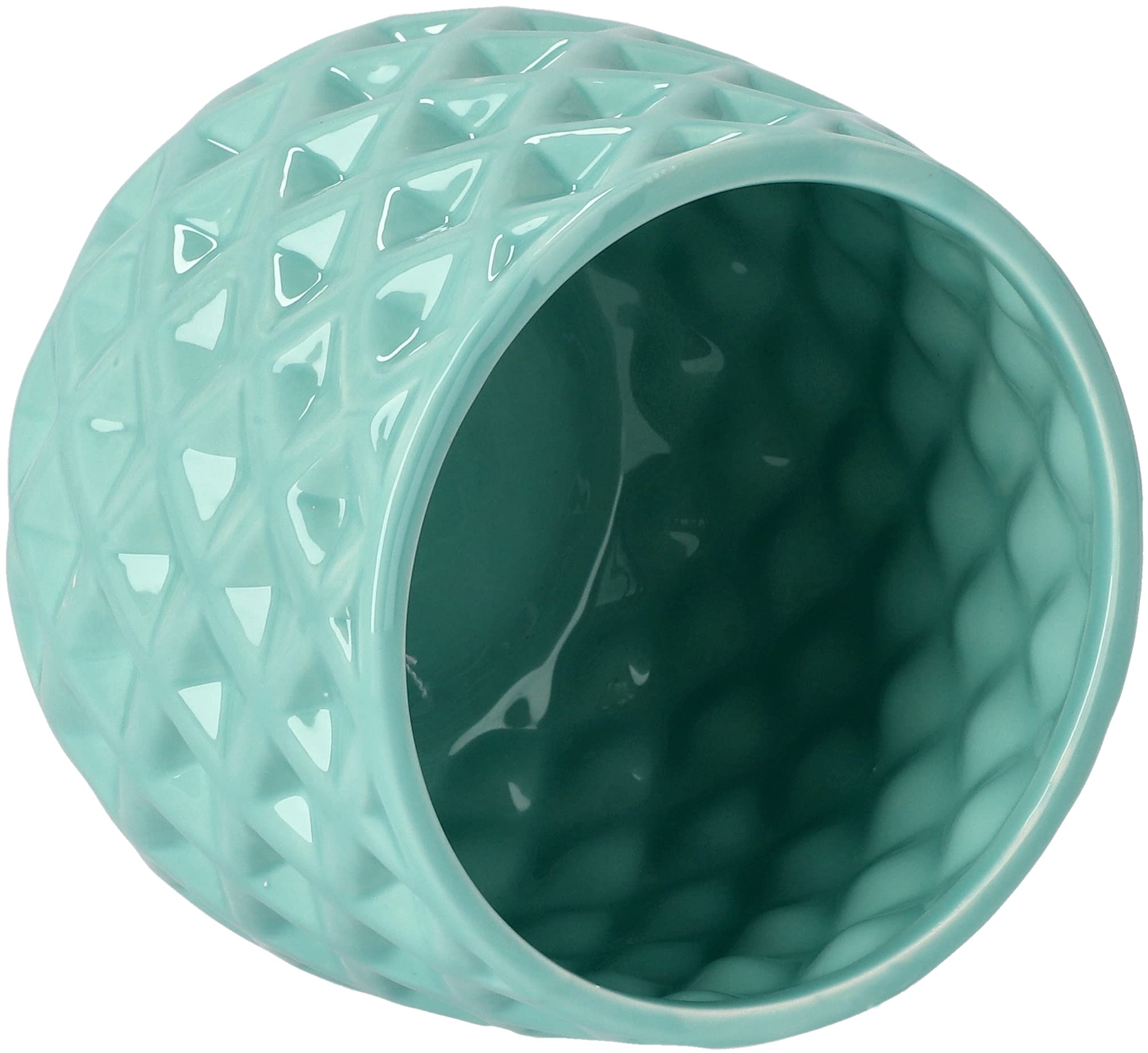 Zestaw 2x doniczka donica osłonka kwiaty fi14 ceramiczna szkliwiona srebrna - KOTARBAU - 6