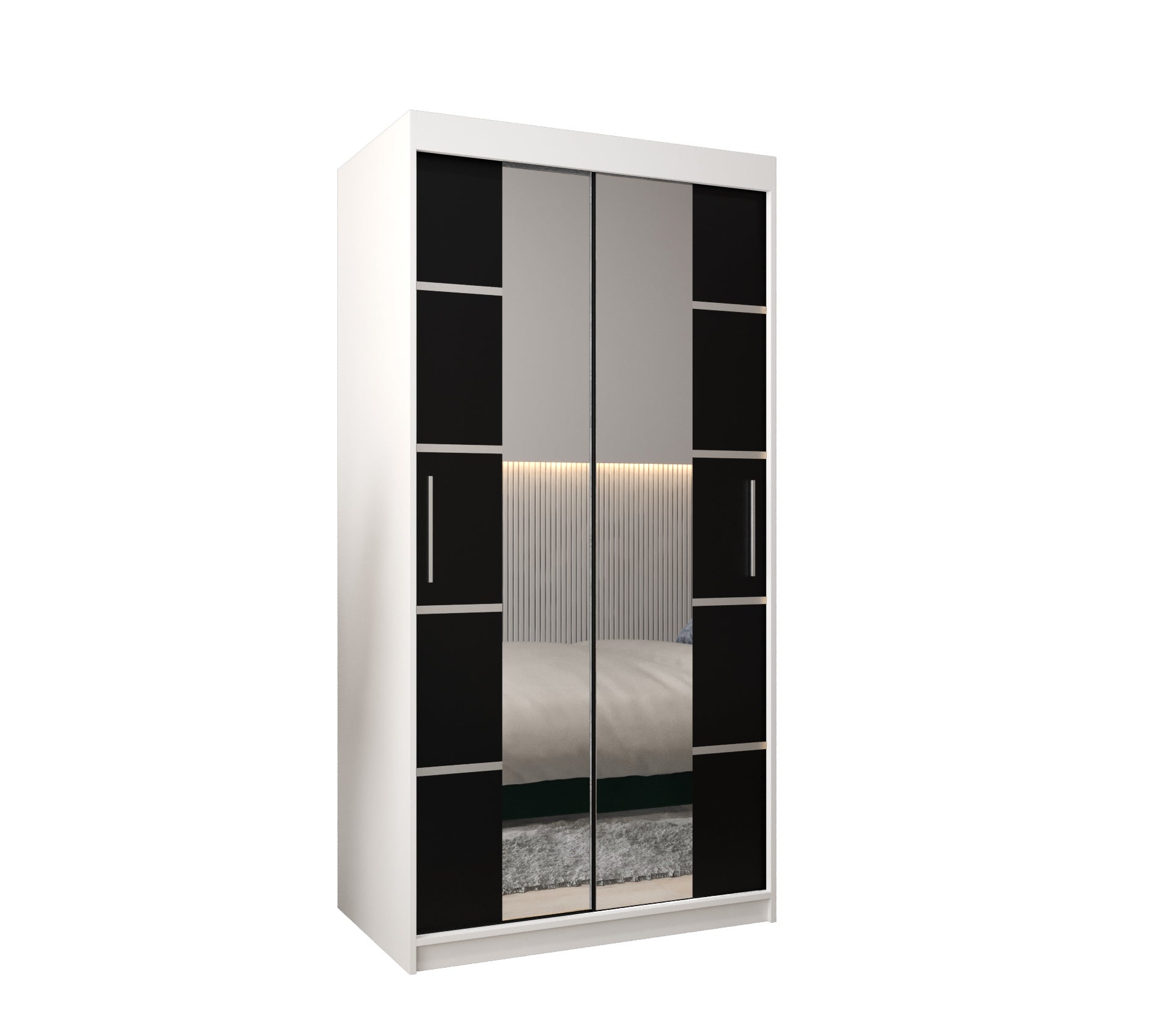 Szafa przesuwna garderoba Verona 4 100 x 62 x 200 cm Biały + Czarny - Abiks Meble