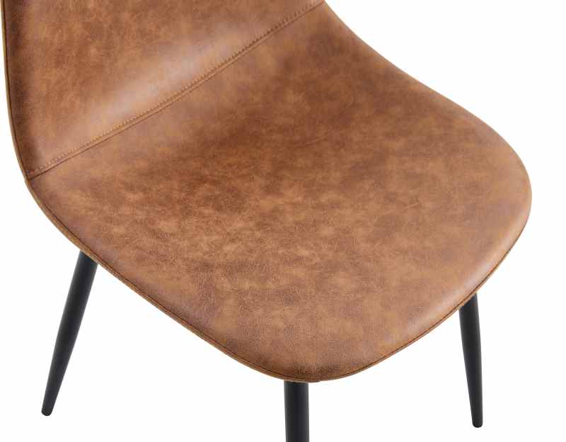 TEENO Lot de 4 chaises de salle à manger, Avec pieds en métal, marron - 7