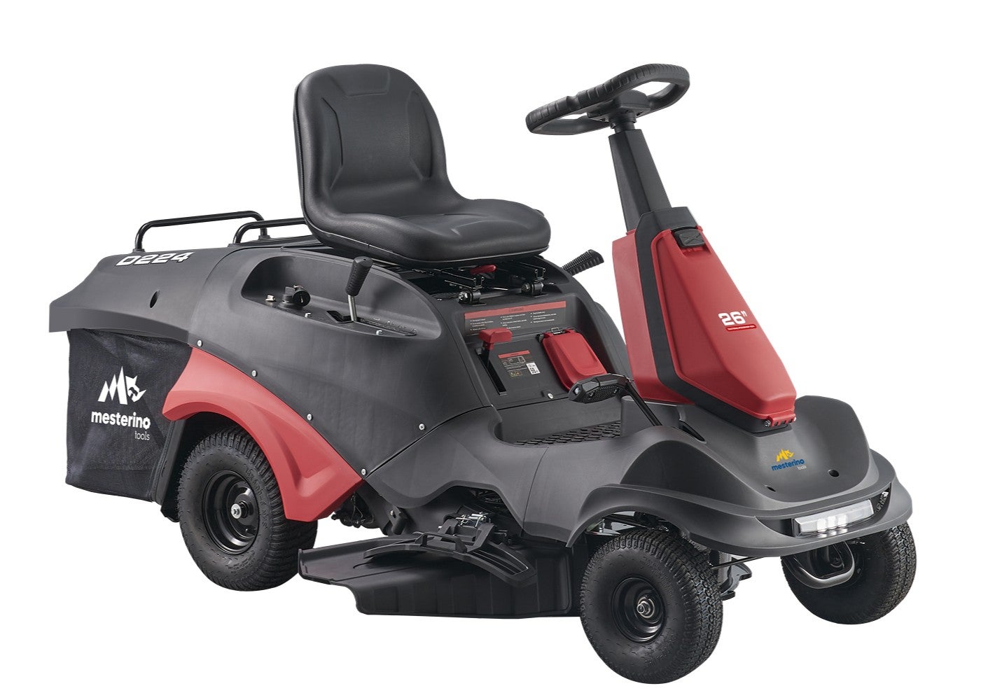 Tractoras pentru tuns gazon/iarba MESTERINO TOOLS MTBJXRM26P-D224, motor LONCIN 224 cmc, putere 7.5 cai, latime de taiere 660 mm, 5 nivele taiere