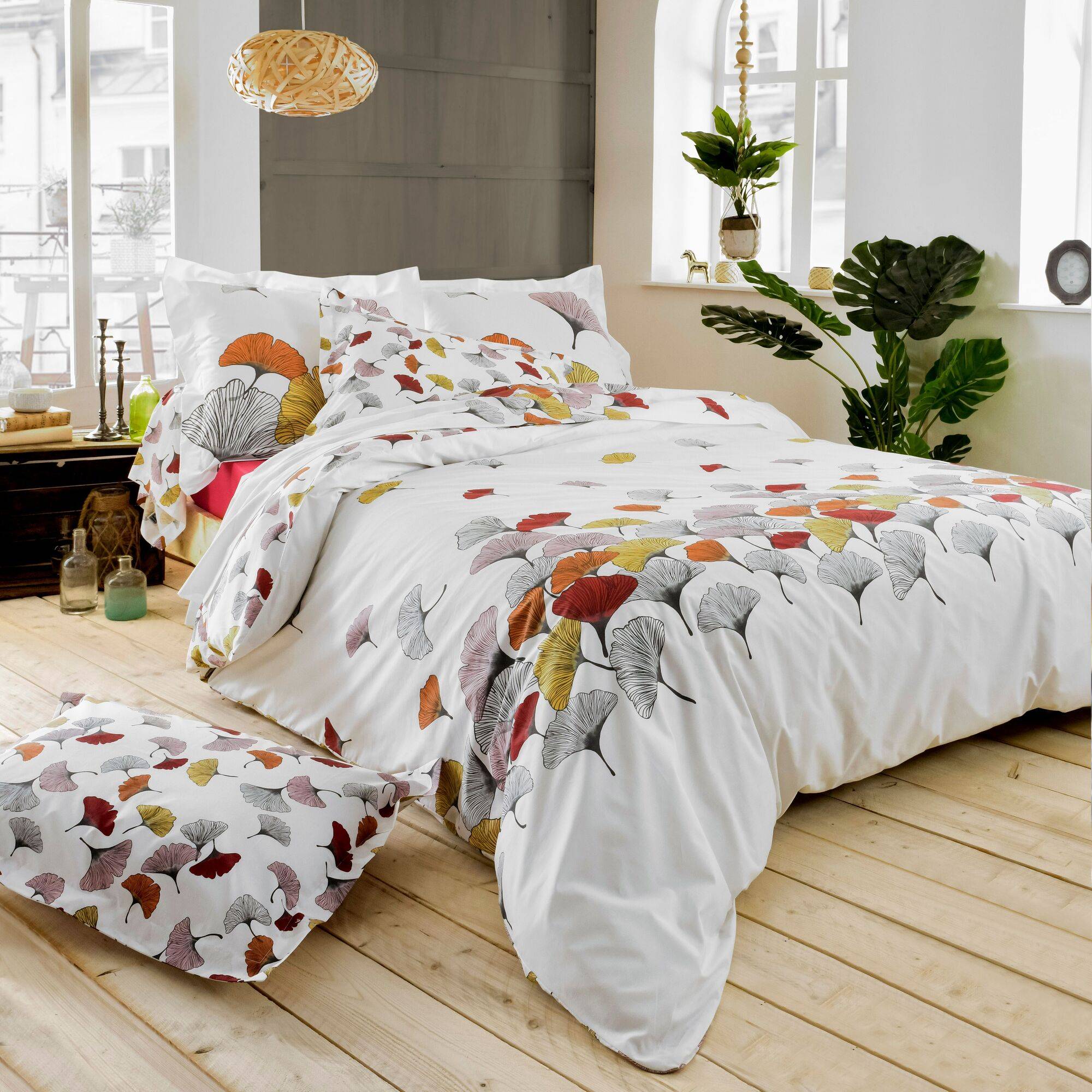 Drap percale Ginkgo rose TRADILINGE-180 x 290 cm- - 2