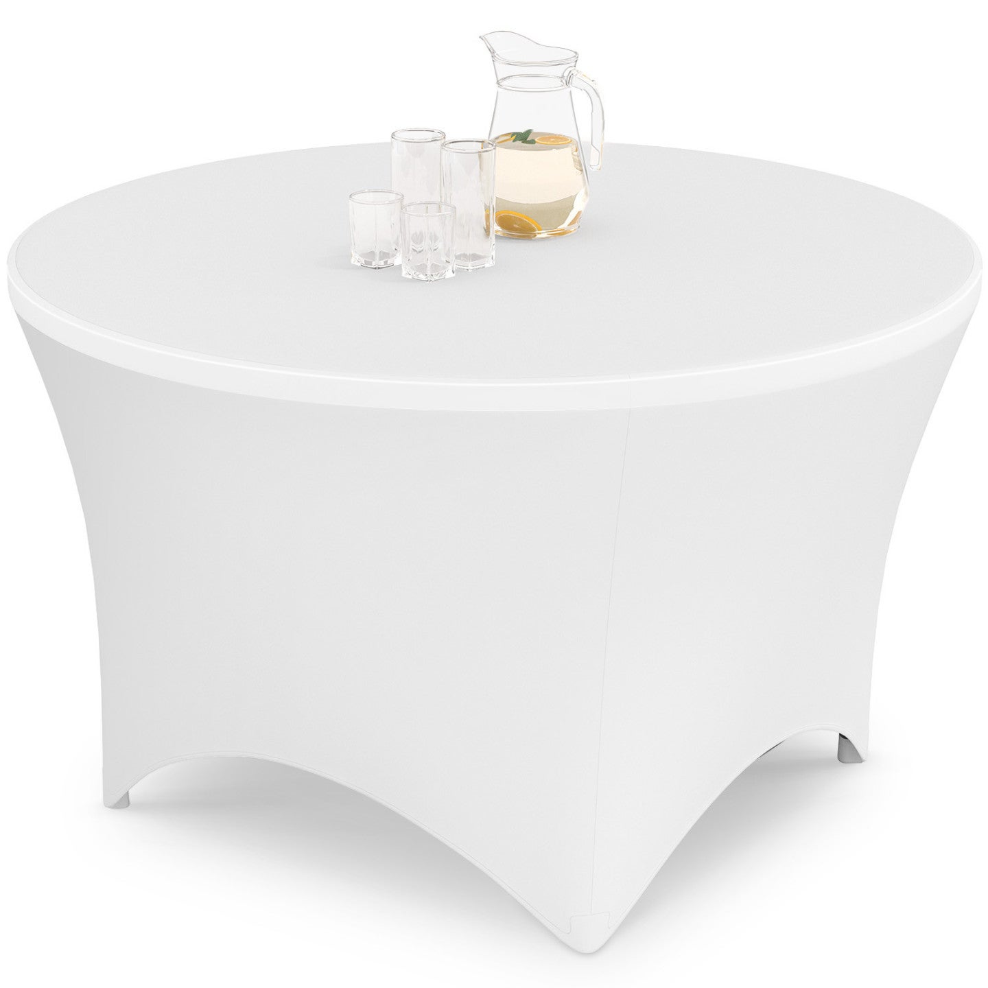 Table pliante d'appoint portable ronde 122 cm pour camping ou réception avec housse blanche - 4