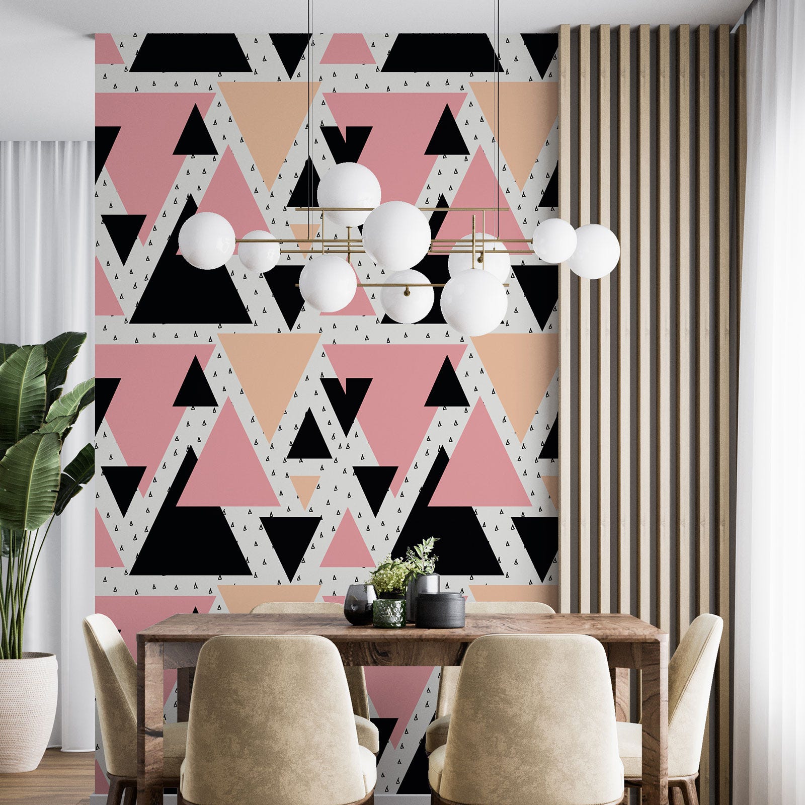 Papier peint - Motif géométrique 4 LÉS de 60x260 cm - Surface L 240 x H ...