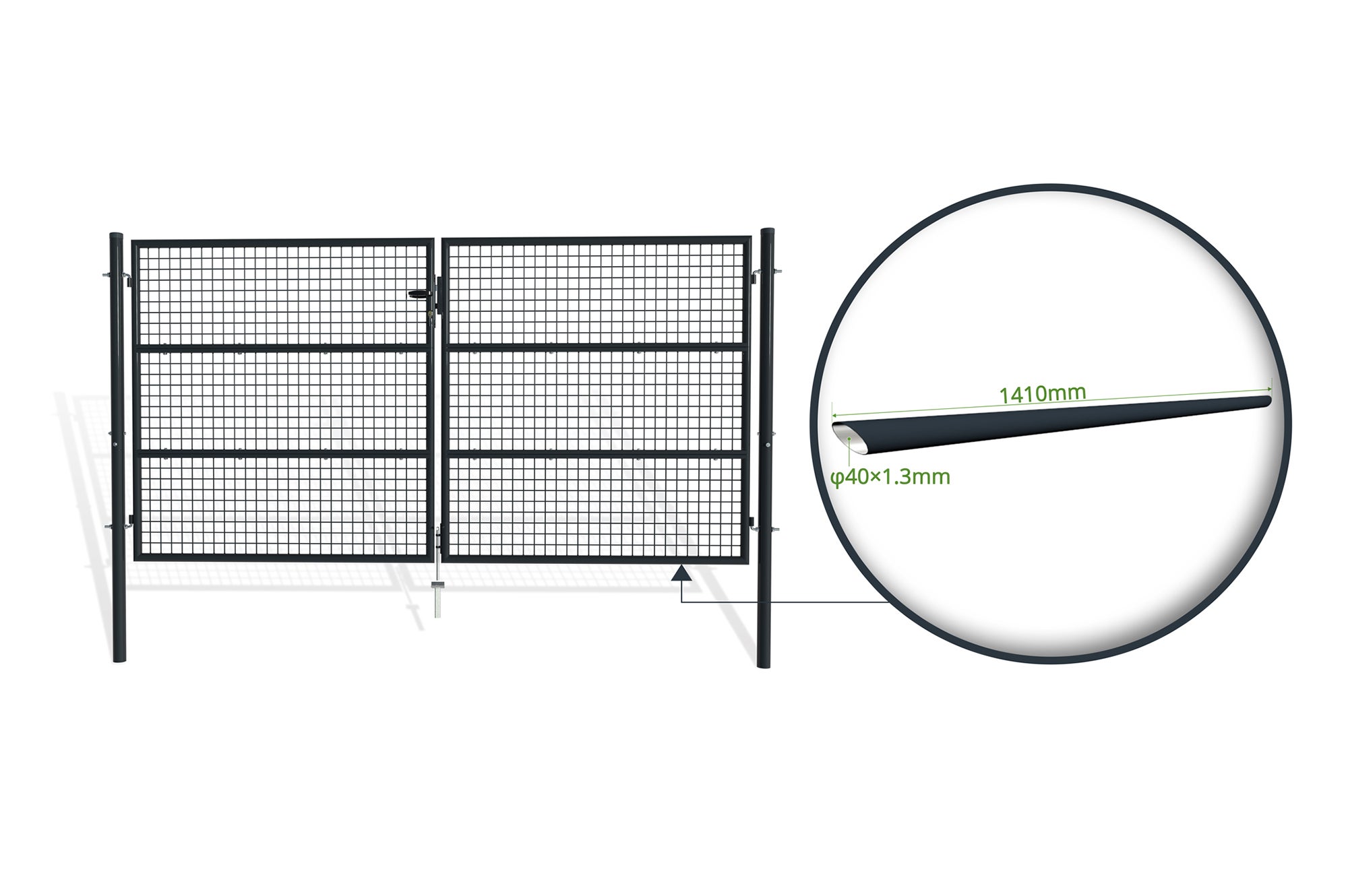 Portail battant grillagé 3m OLGA H.150cm Gris - 7