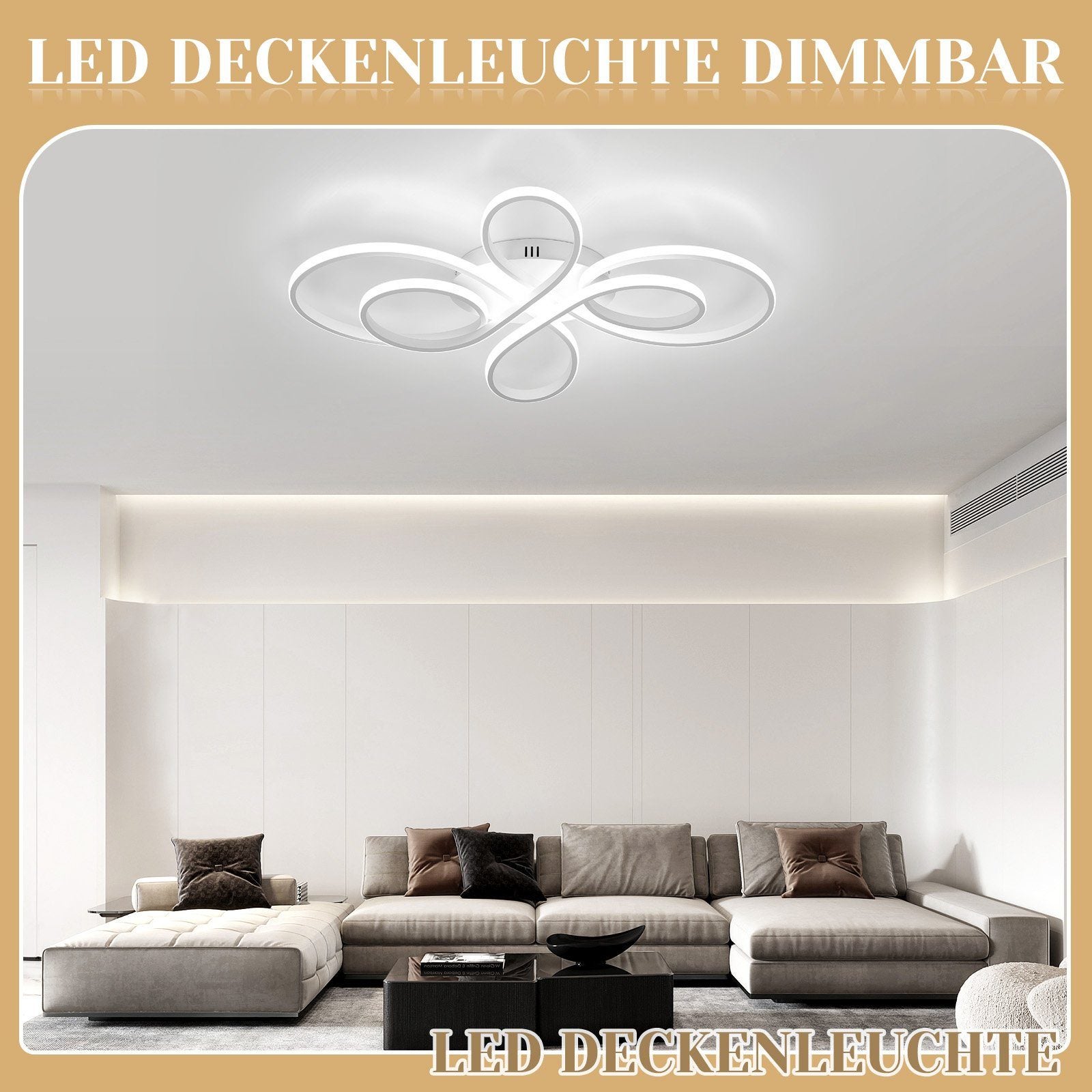 NETTLIFE Plafonnier LED Dimmable 80 cm Blanc 78 W Salon Design Moderne Chambre avec Télécommande Idéal pour Salle à Manger Bureau Cuisine - 9