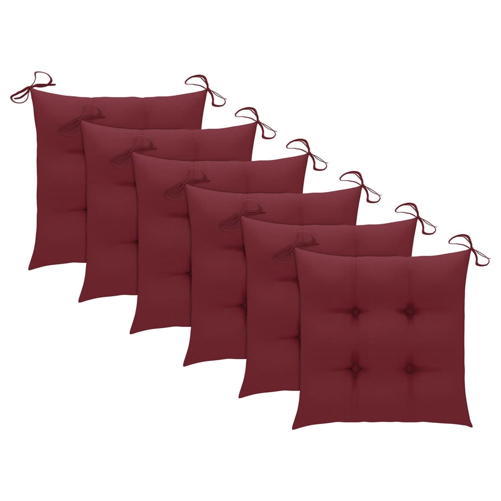 Chaises à dîner d'extérieur 6 pcs avec coussins Acacia massif - 4