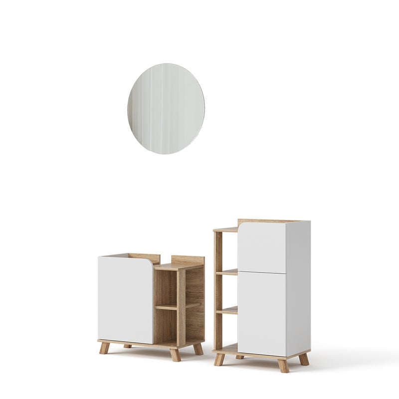 Vicco Zestaw mebli łazienkowych Karen, Sonoma/Biały, 3 części, z szafką środkową