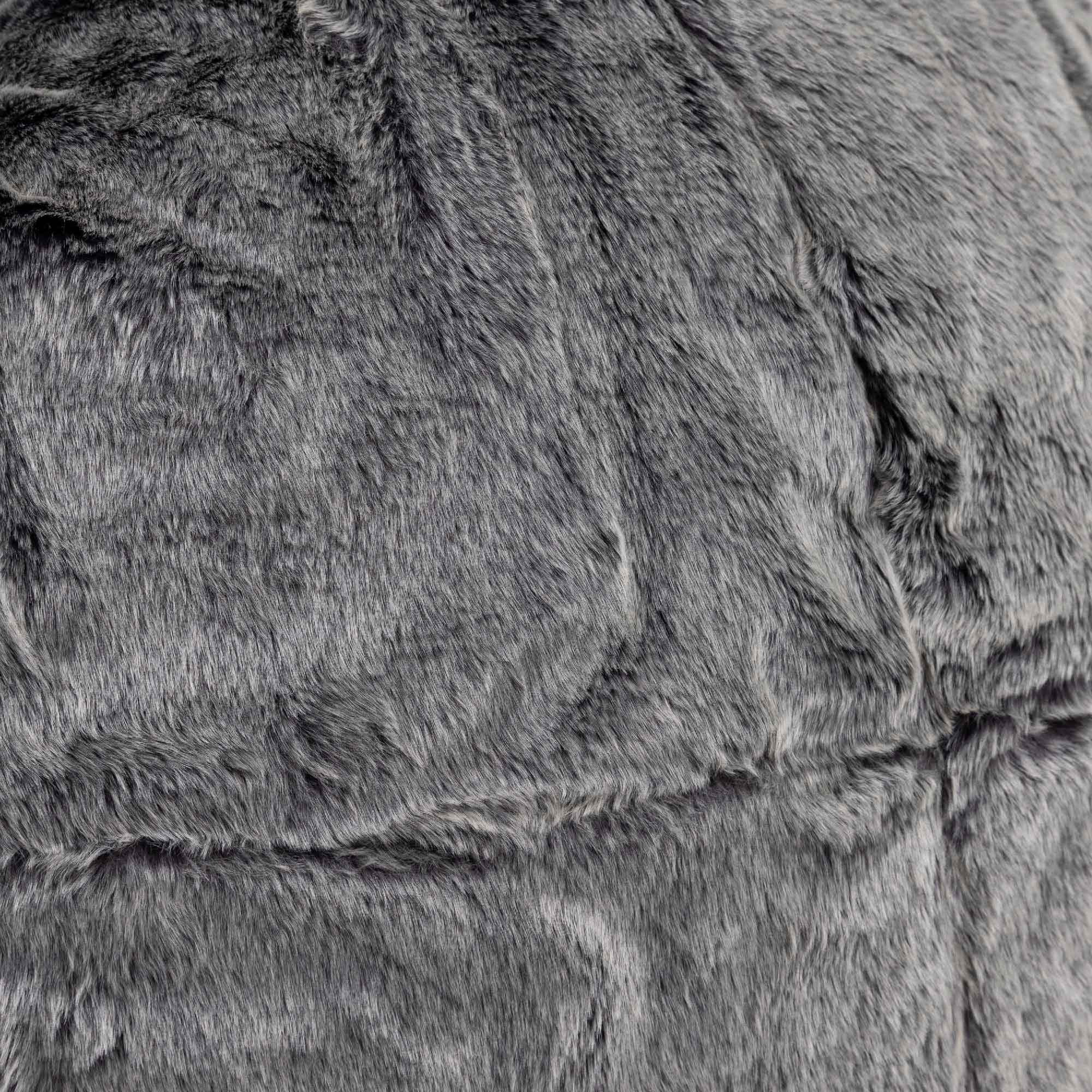 Pouf Icon fausse fourrure gris loup, salon, chambre, 85x85cm, Made in Allemagne, Oeko-Tex® - 7